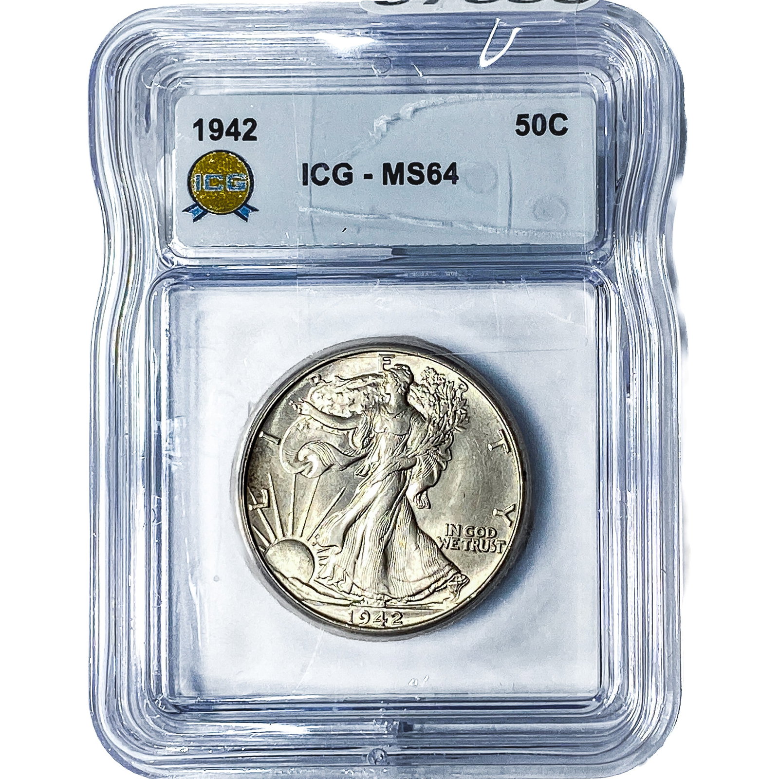 1942 Walking Liberty Half Dollar ICG MS64: 1942 Walking Liberty Half Dollar ICG MS64