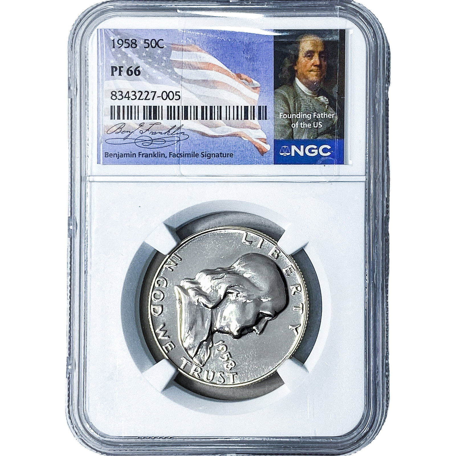1958 Franklin Half Dollar NGC PF66: 1958 Franklin Half Dollar NGC PF66