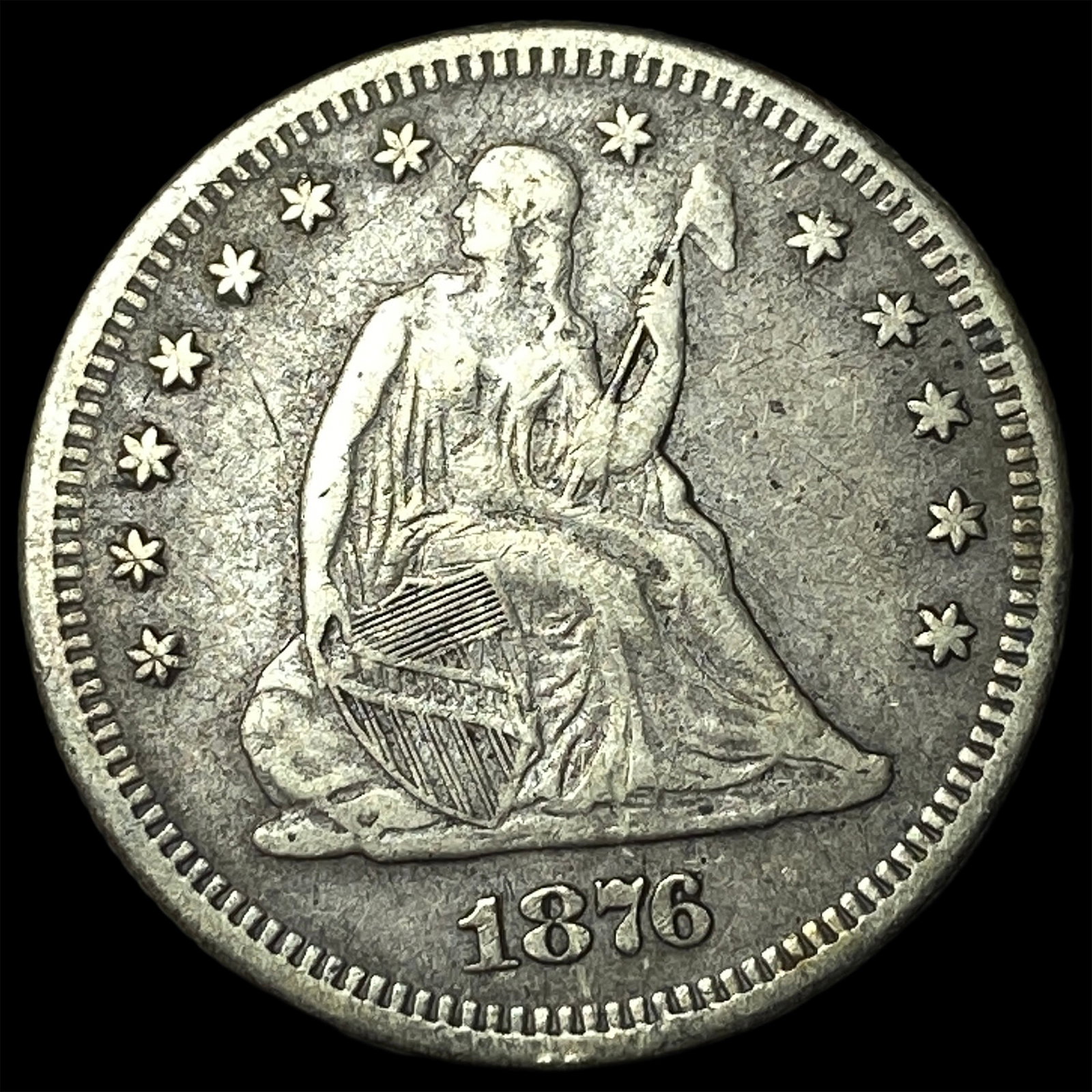 1876-S Silver Seated Liberty Quarter NEARLY UNCIRCULATED: 1876-S Silver Seated Liberty Quarter NEARLY UNCIRCULATED