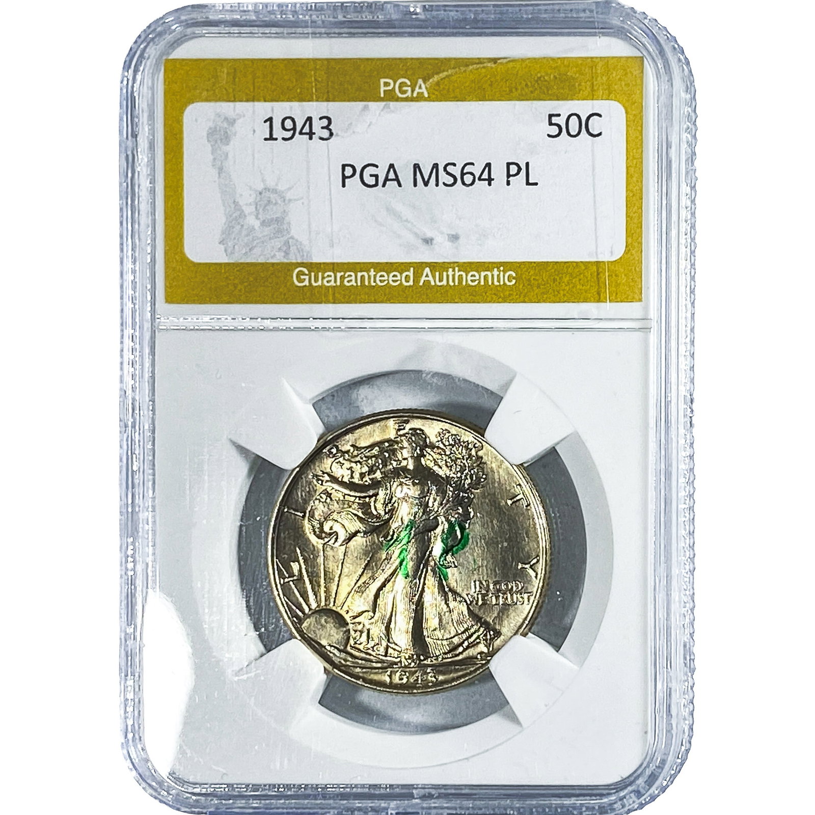 1943 Walking Liberty Half Dollar PGA MS64 PL: 1943 Walking Liberty Half Dollar PGA MS64 PL