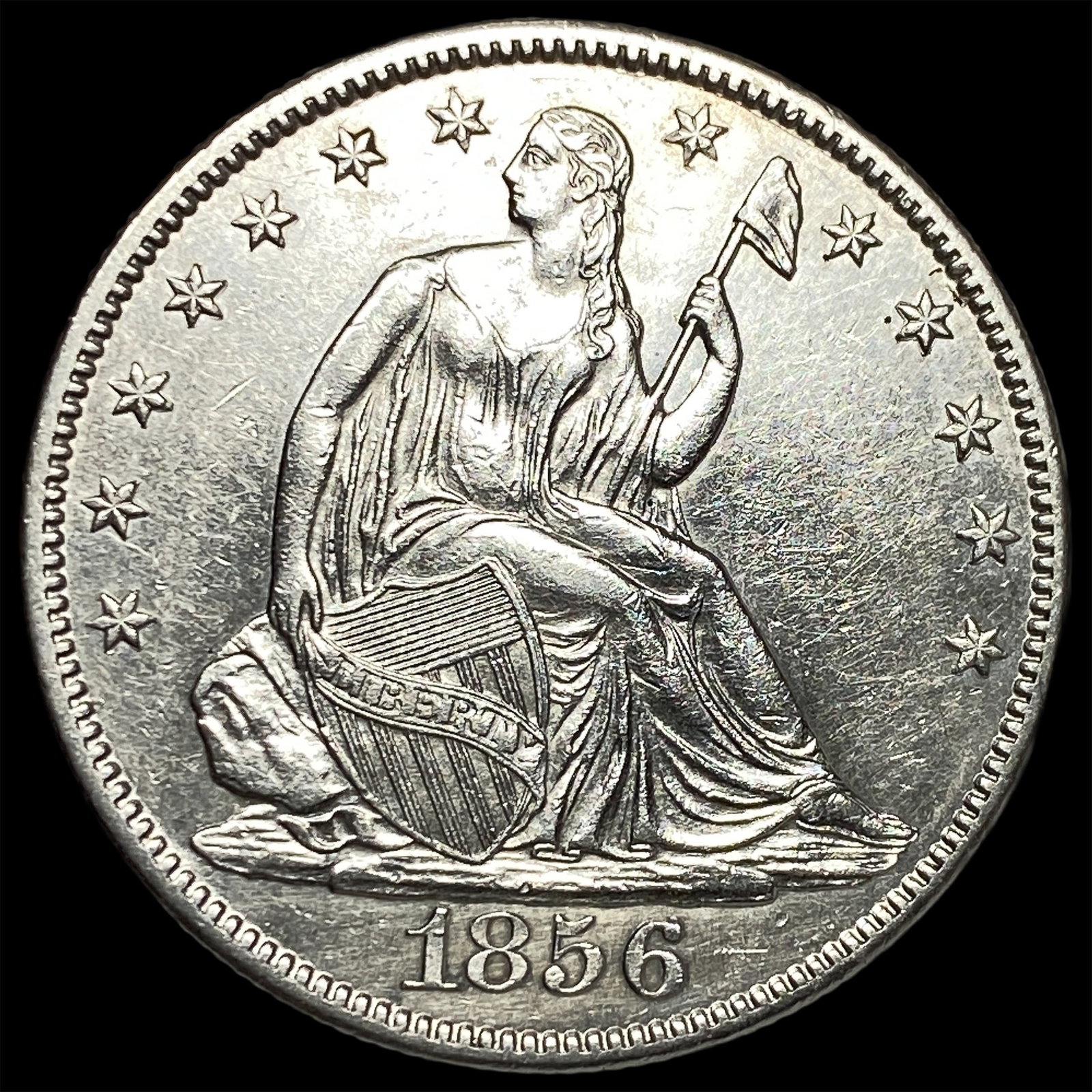 1856-O Silver Seated Liberty Half Dollar CHOICE AU: 1856-O Silver Seated Liberty Half Dollar CHOICE AU
