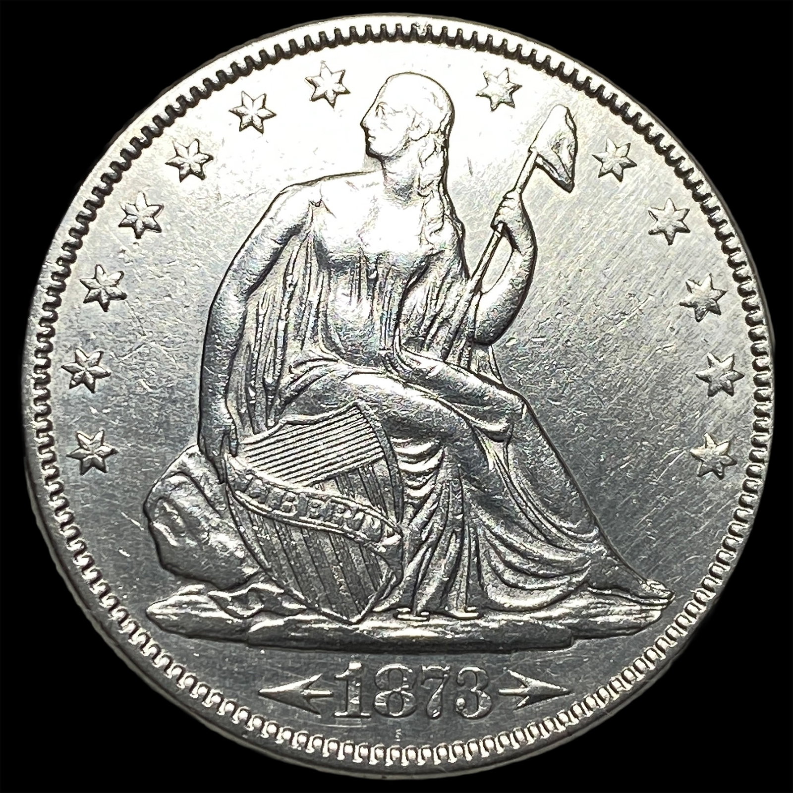 1873 Silver Half Dollar Arrows CLOSELY UNCIRCULATED: 1873 Silver Half Dollar Arrows CLOSELY UNCIRCULATED