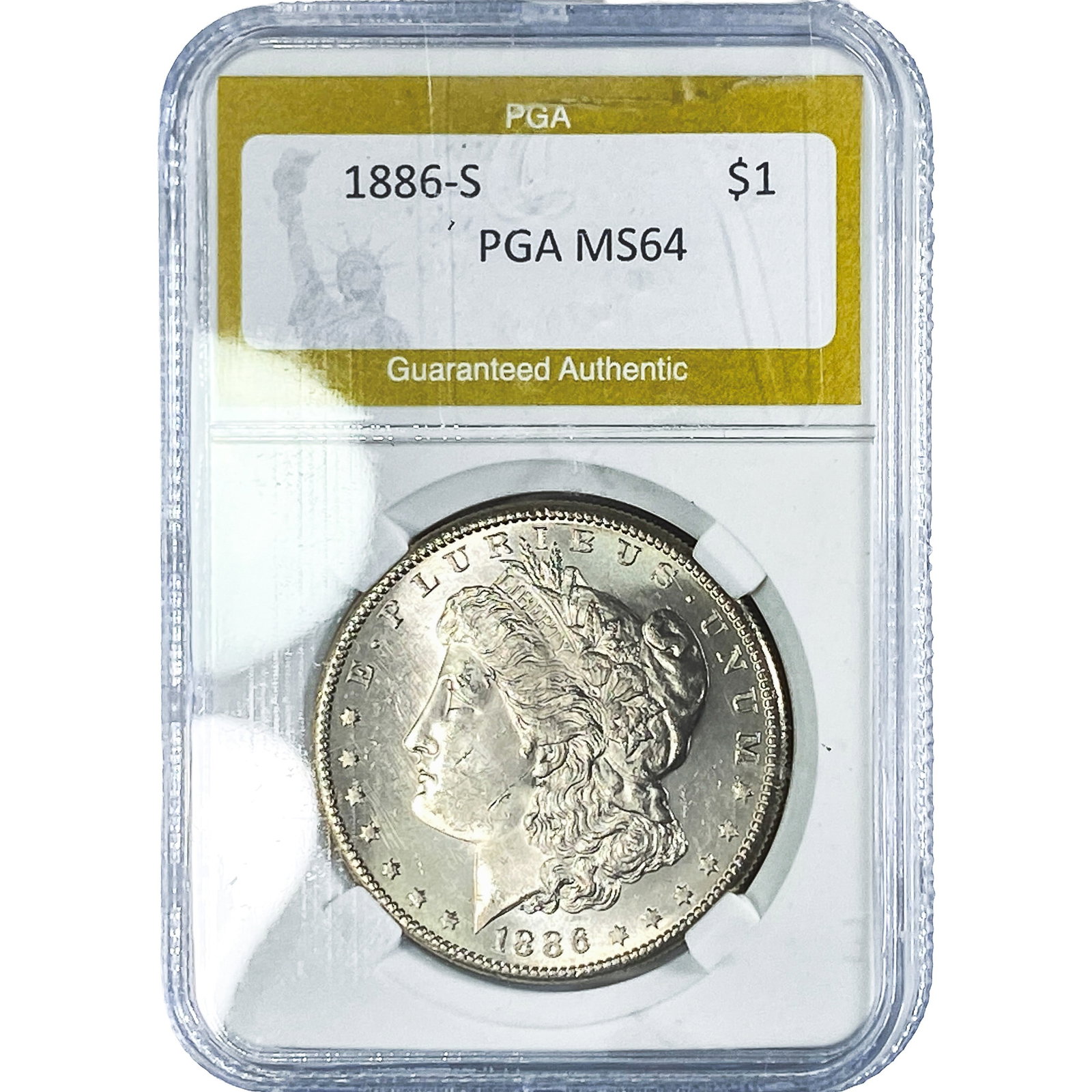 1886-S Morgan Silver Dollar PGA MS64: 1886-S Morgan Silver Dollar PGA MS64