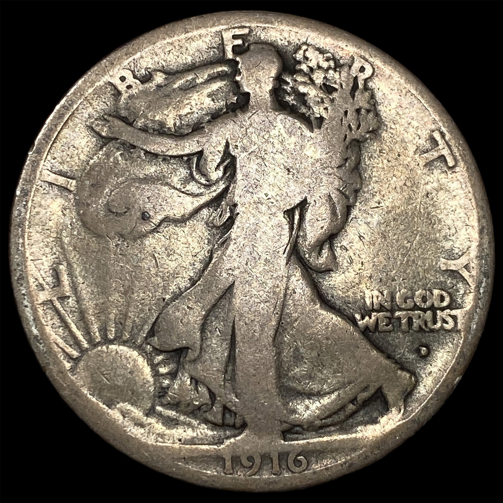 1916-D Silver Walking Liberty Half Dollar LIGHTLY CIRCULATED: 1916-D Silver Walking Liberty Half Dollar LIGHTLY CIRCULATED