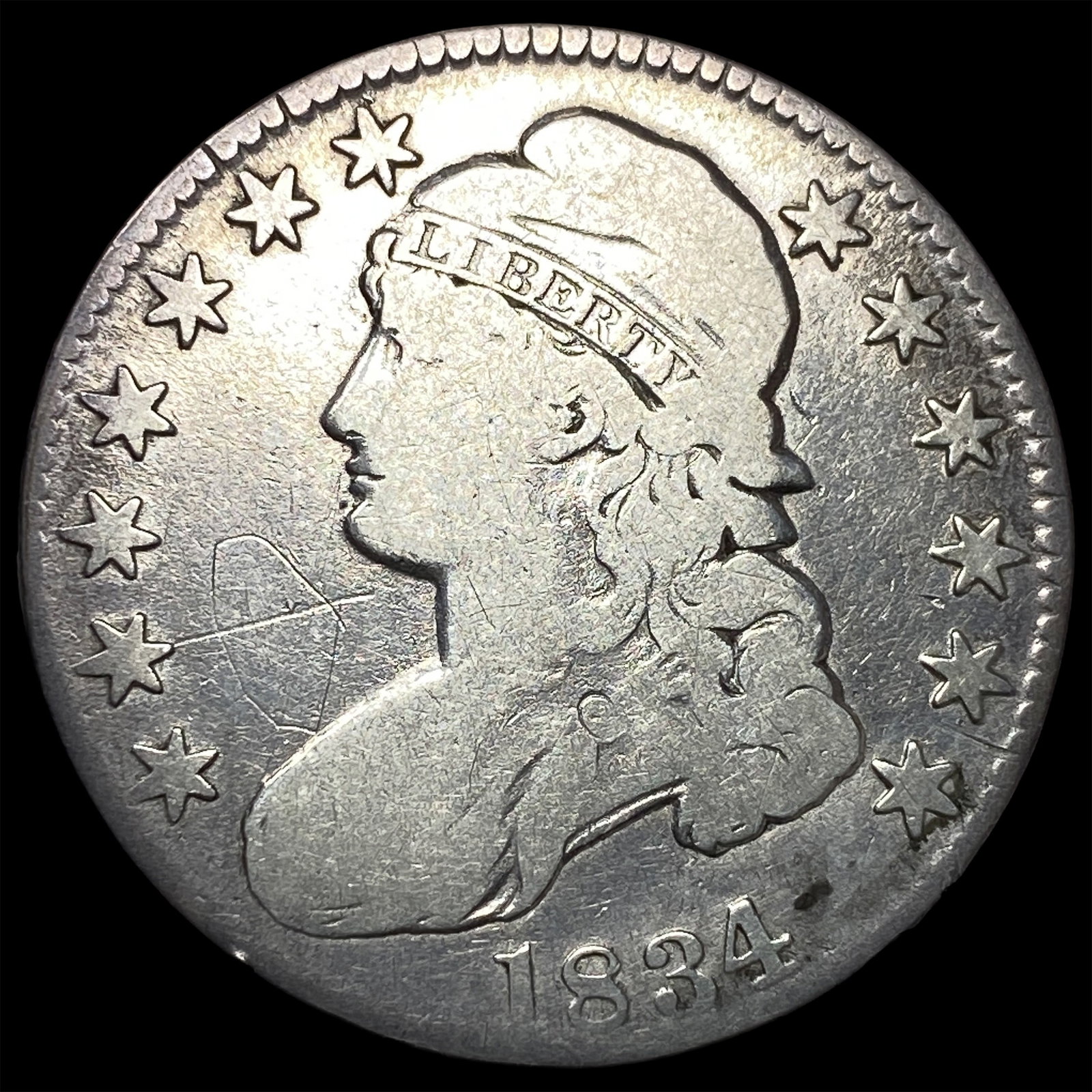 1834 Silver Capped Bust Half Dollar NICELY CIRCULATED: 1834 Silver Capped Bust Half Dollar NICELY CIRCULATED