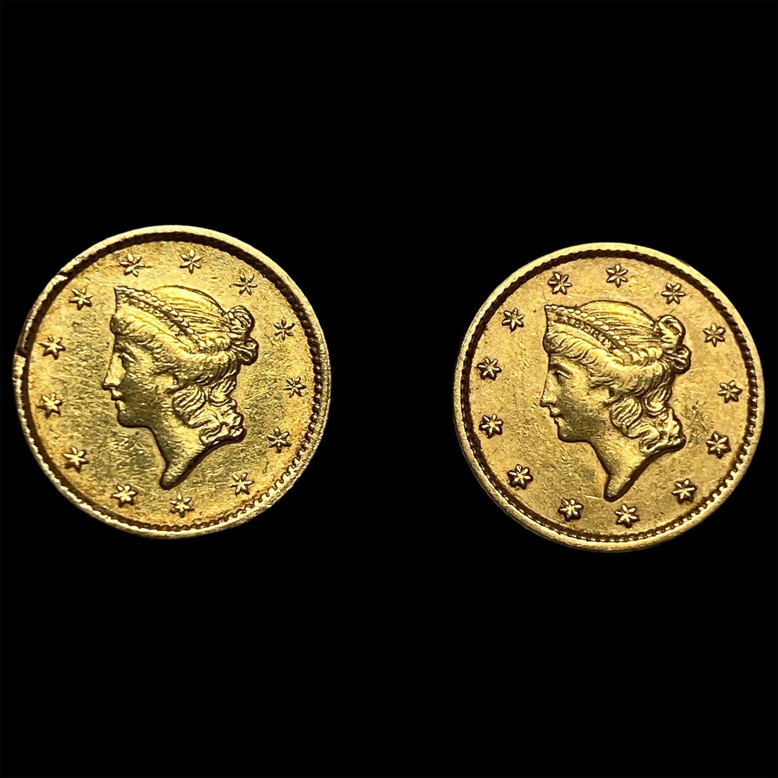 1851 Gold $1 Liberty Head 1853 Gold $1 Liberty Head CLOSELY UNCIRCULATED: 1851 Gold $1 Liberty Head 1853 Gold $1 Liberty Head CLOSELY UNCIRCULATED