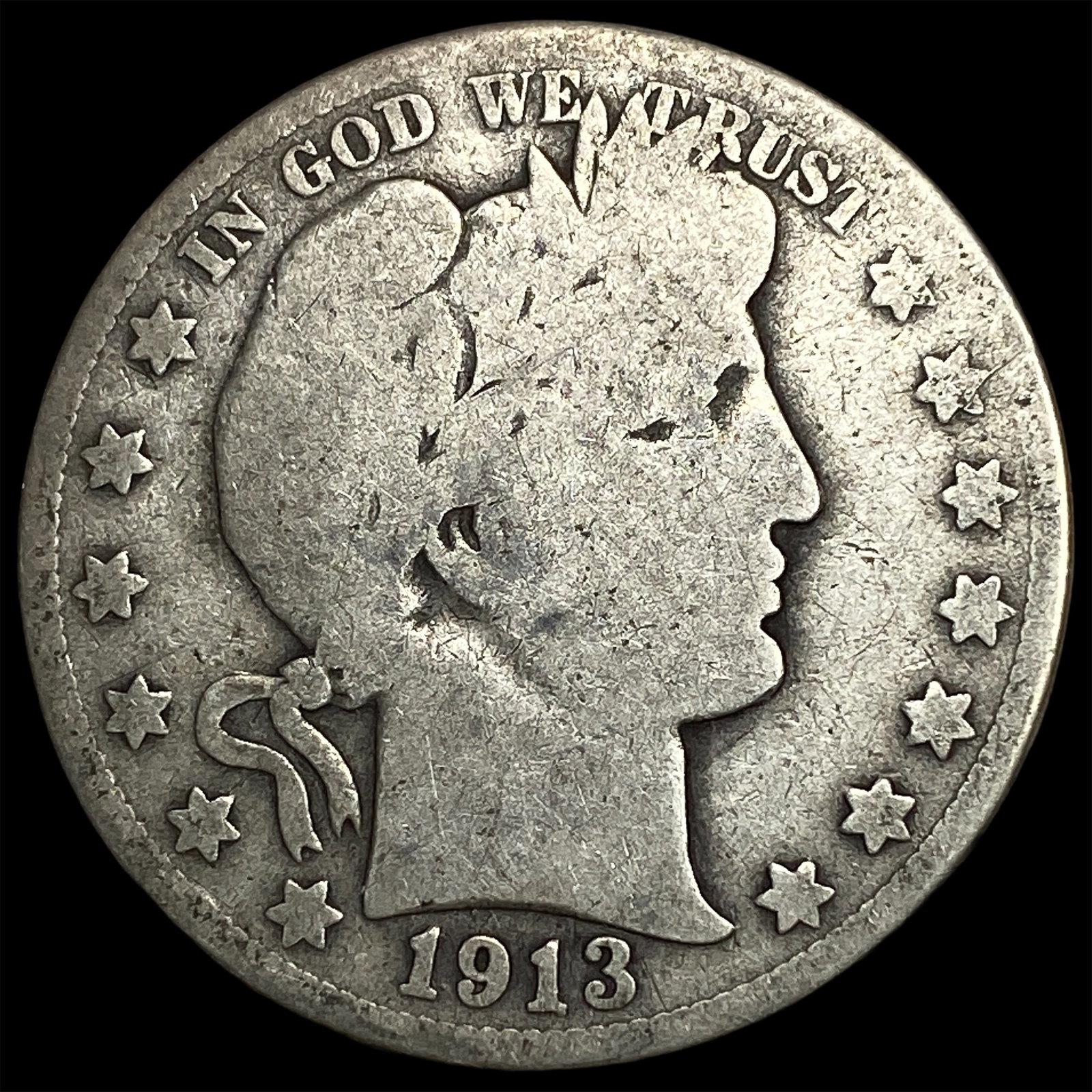 1913 Silver Barber Half Dollar LIGHTLY CIRCULATED: 1913 Silver Barber Half Dollar LIGHTLY CIRCULATED