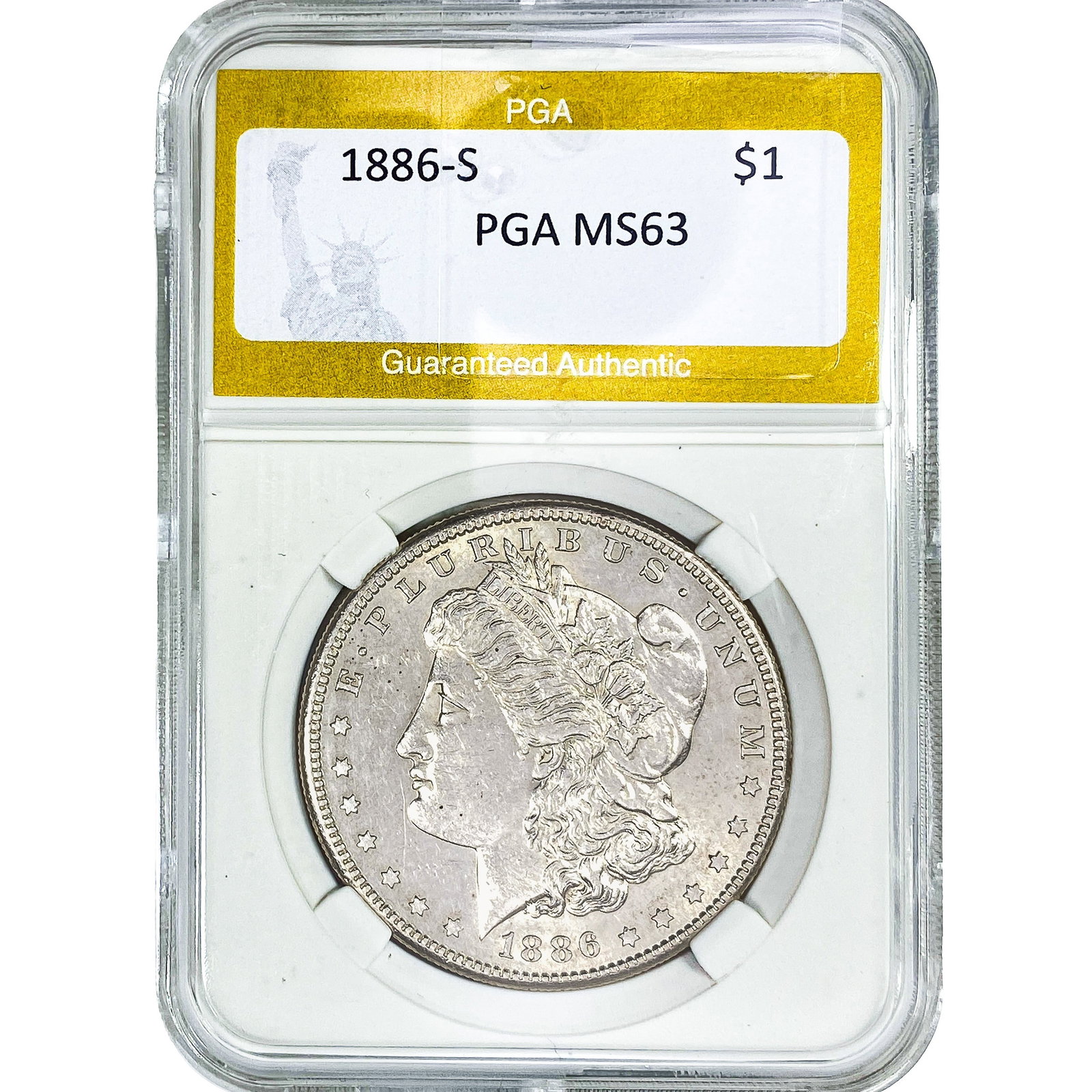 1886-S Morgan Silver Dollar PGA MS63: 1886-S Morgan Silver Dollar PGA MS63