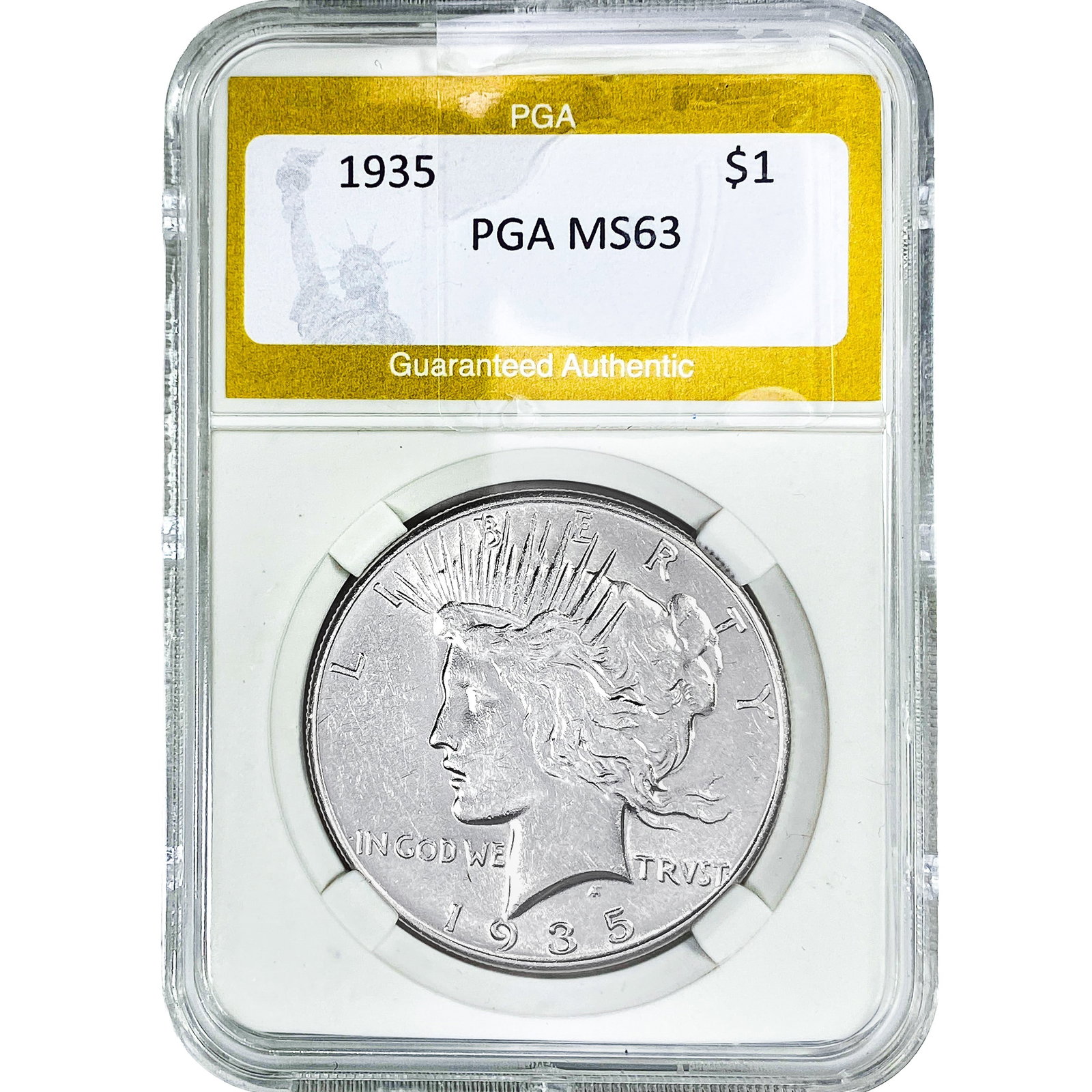 1935 Silver Peace Dollar PGA MS63: 1935 Silver Peace Dollar PGA MS63