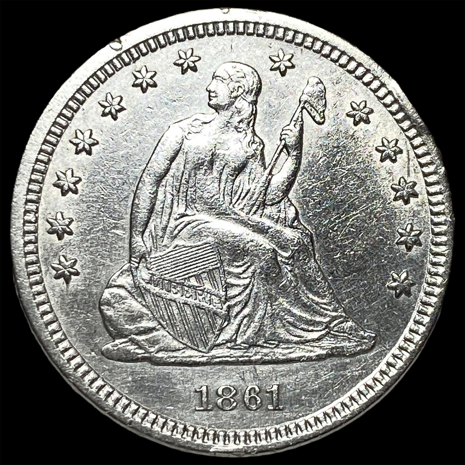 1861 Seated Liberty Quarter UNCIRCULATED (1 of 2)