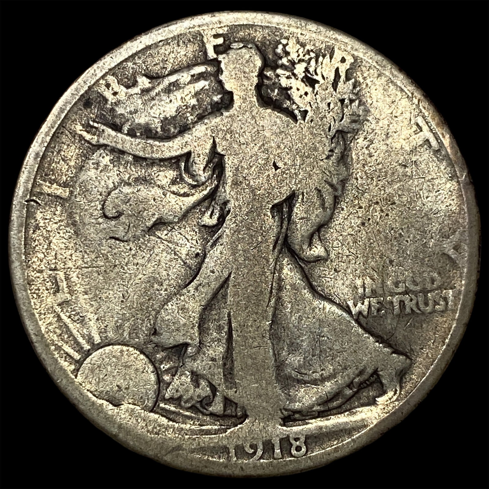 1918 Walking Liberty Half Dollar NICELY CIRCULATED: 1918 Walking Liberty Half Dollar NICELY CIRCULATED