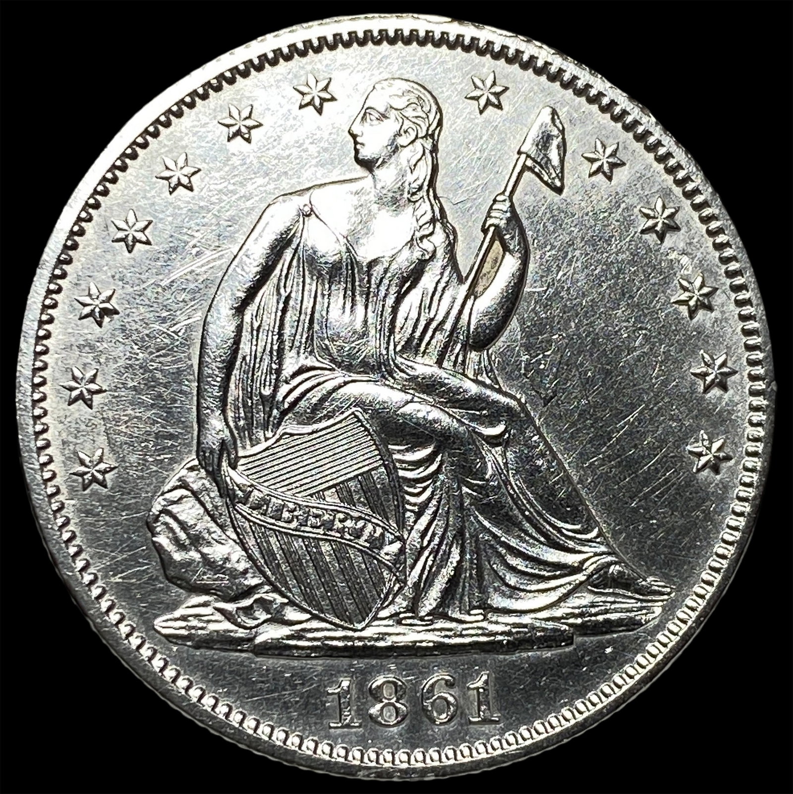1861 Silver Seated Liberty Half Dollar UNCIRCULATED (1 of 2)