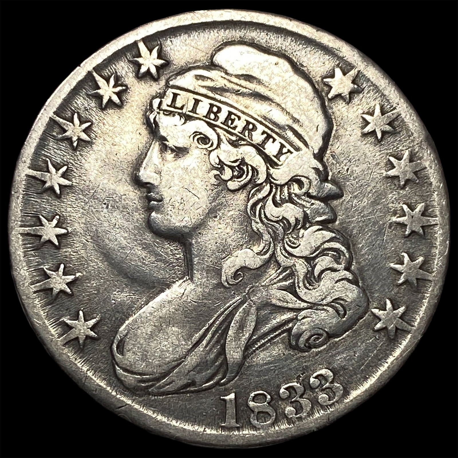 1833 Silver Capped Bust Half Dollar NEARLY UNCIRCULATED (1 of 2)