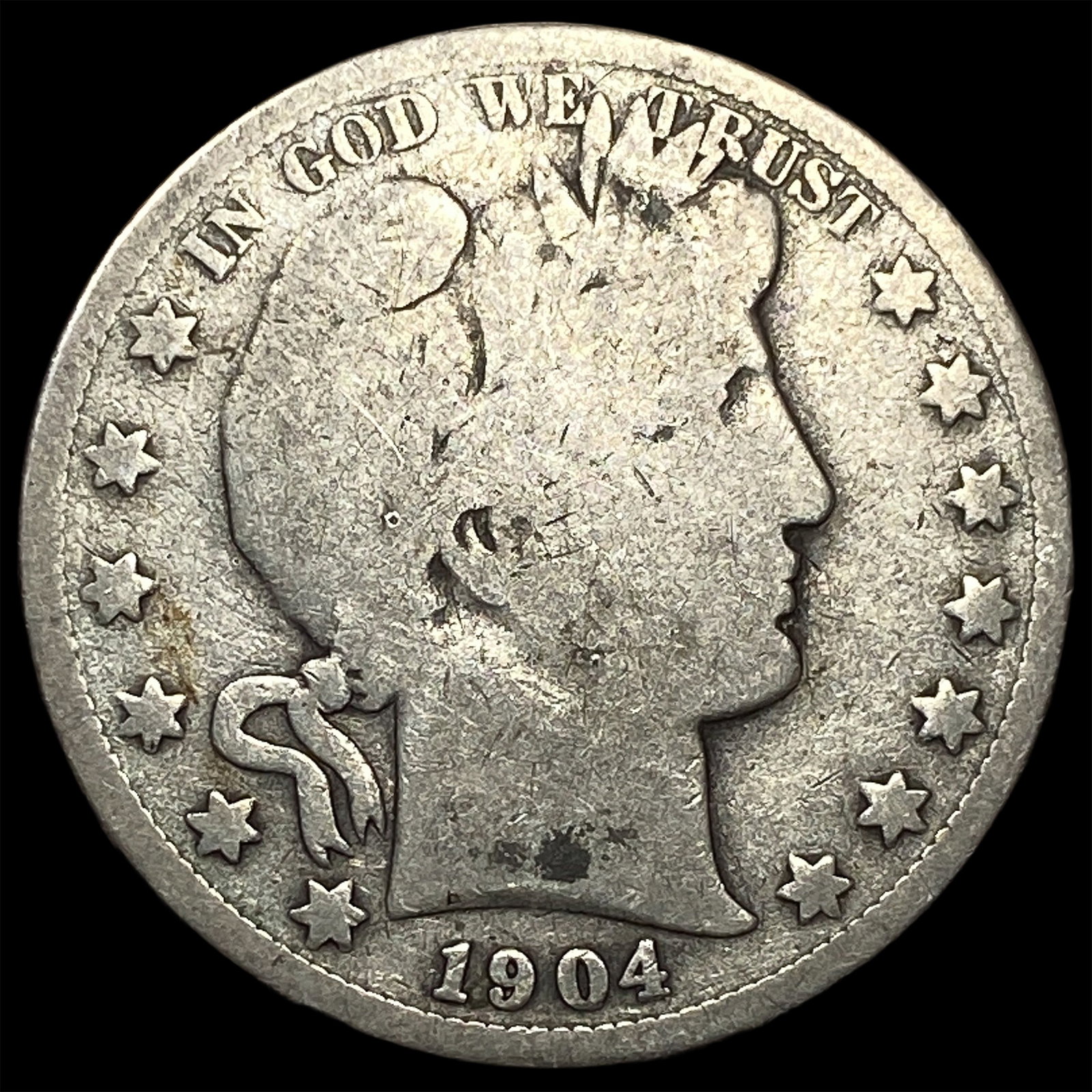 1904-S Silver Barber Half Dollar LIGHTLY CIRCULATED: 1904-S Silver Barber Half Dollar LIGHTLY CIRCULATED