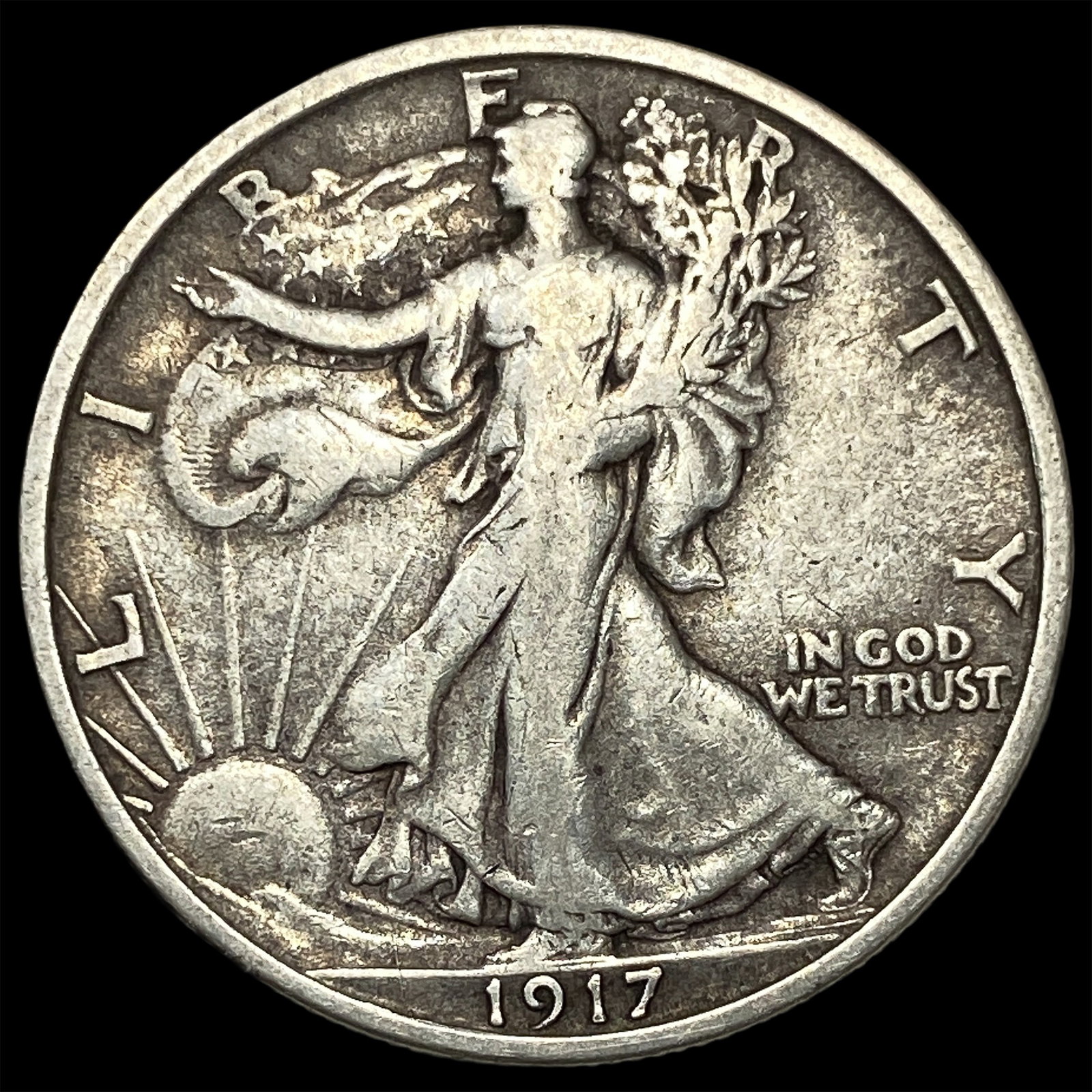 1917-S Silver Walking Liberty Half Dollar LIGHTLY CIRCULATED (1 of 2)