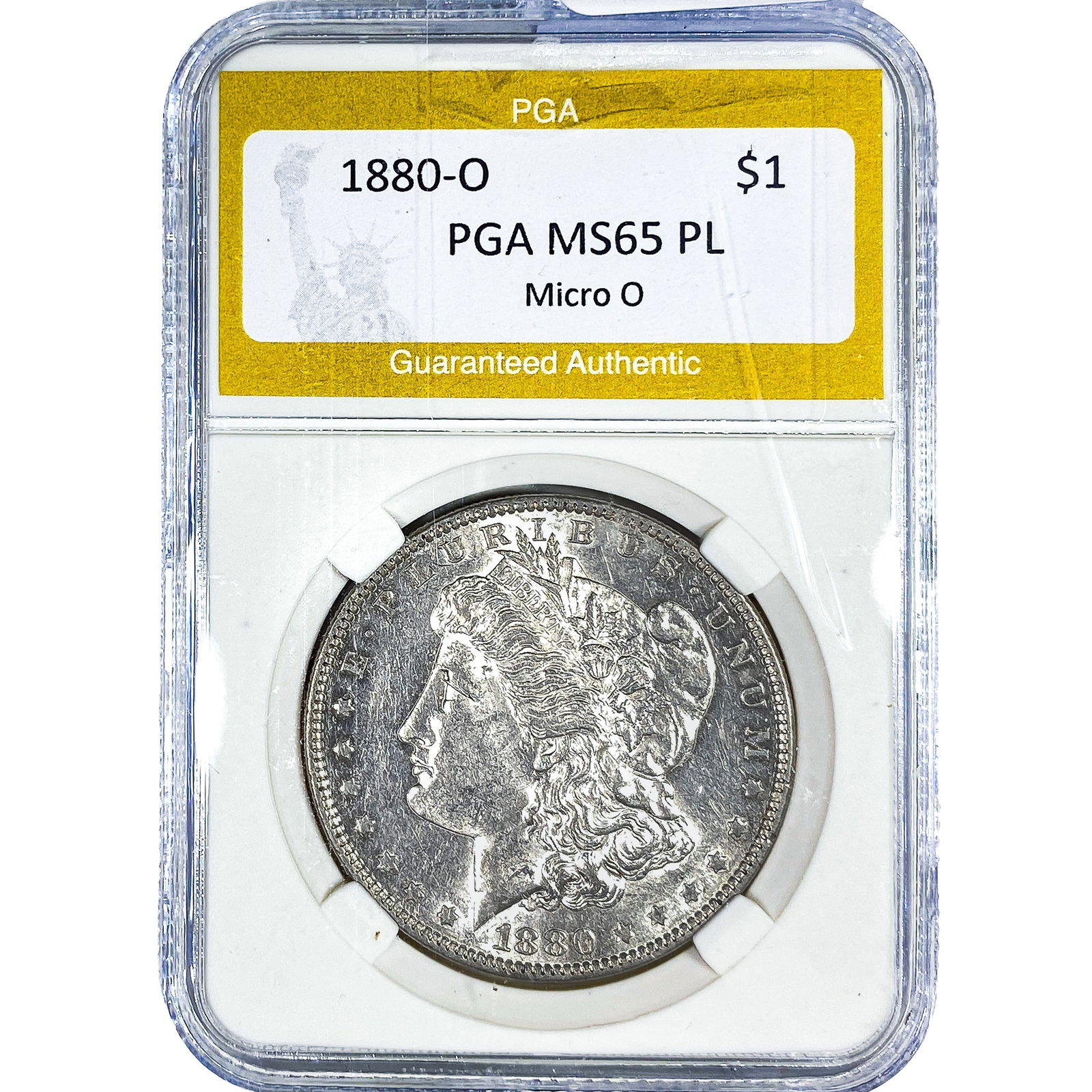 1880-O Morgan Silver Dollar PGA MS65 PL Micro O: 1880-O Morgan Silver Dollar PGA MS65 PL Micro O