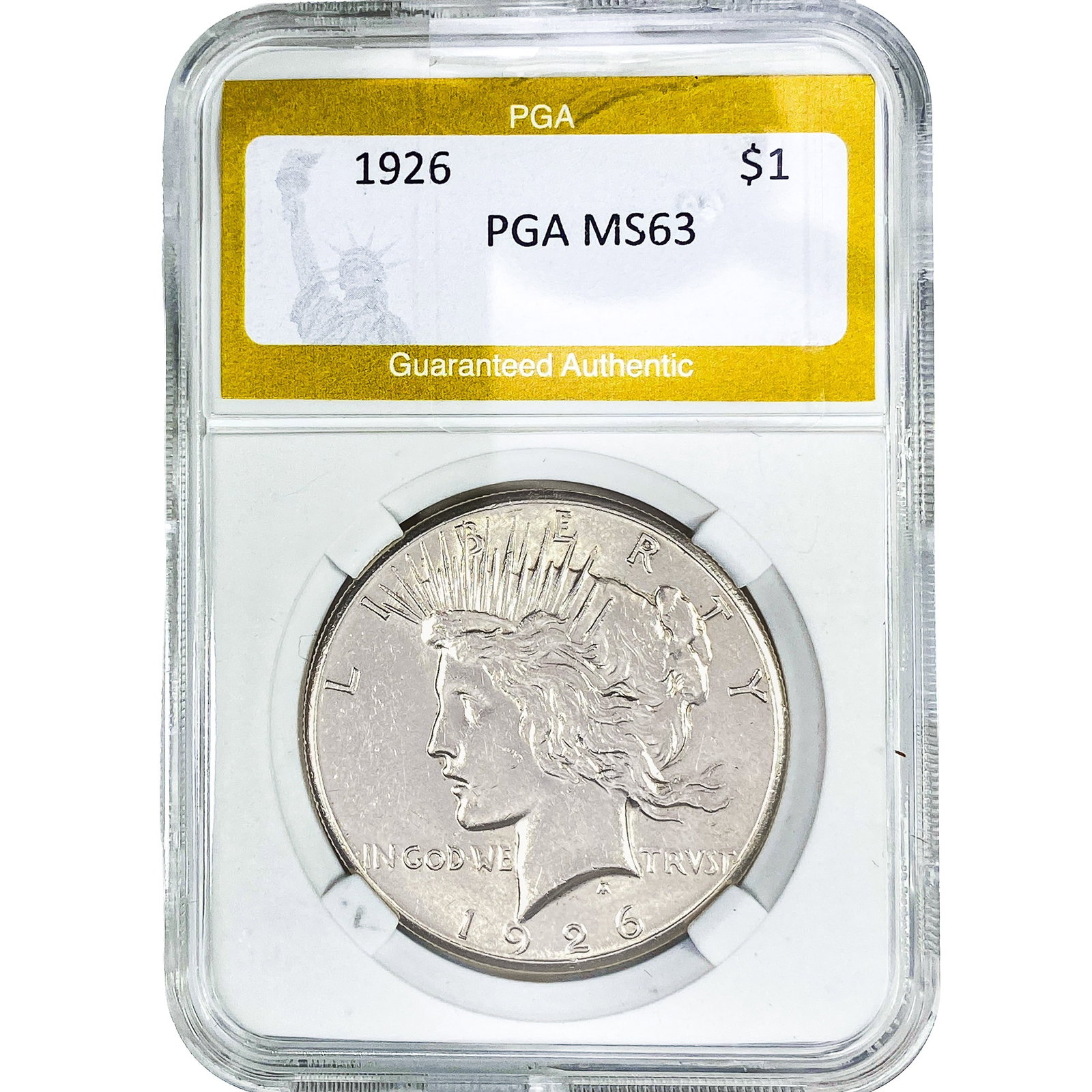 1926 Silver Peace Dollar PGA MS63: 1926 Silver Peace Dollar PGA MS63