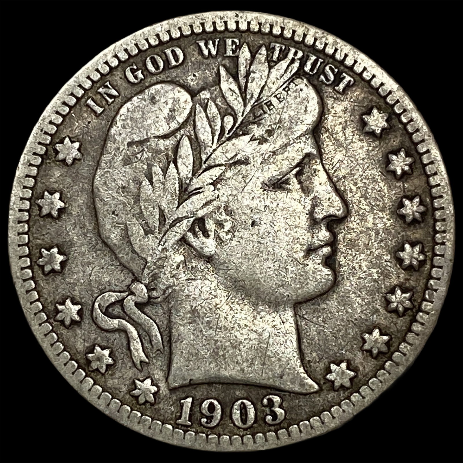 1903-S Silver Barber Quarter NEARLY UNCIRCULATED: 1903-S Silver Barber Quarter NEARLY UNCIRCULATED