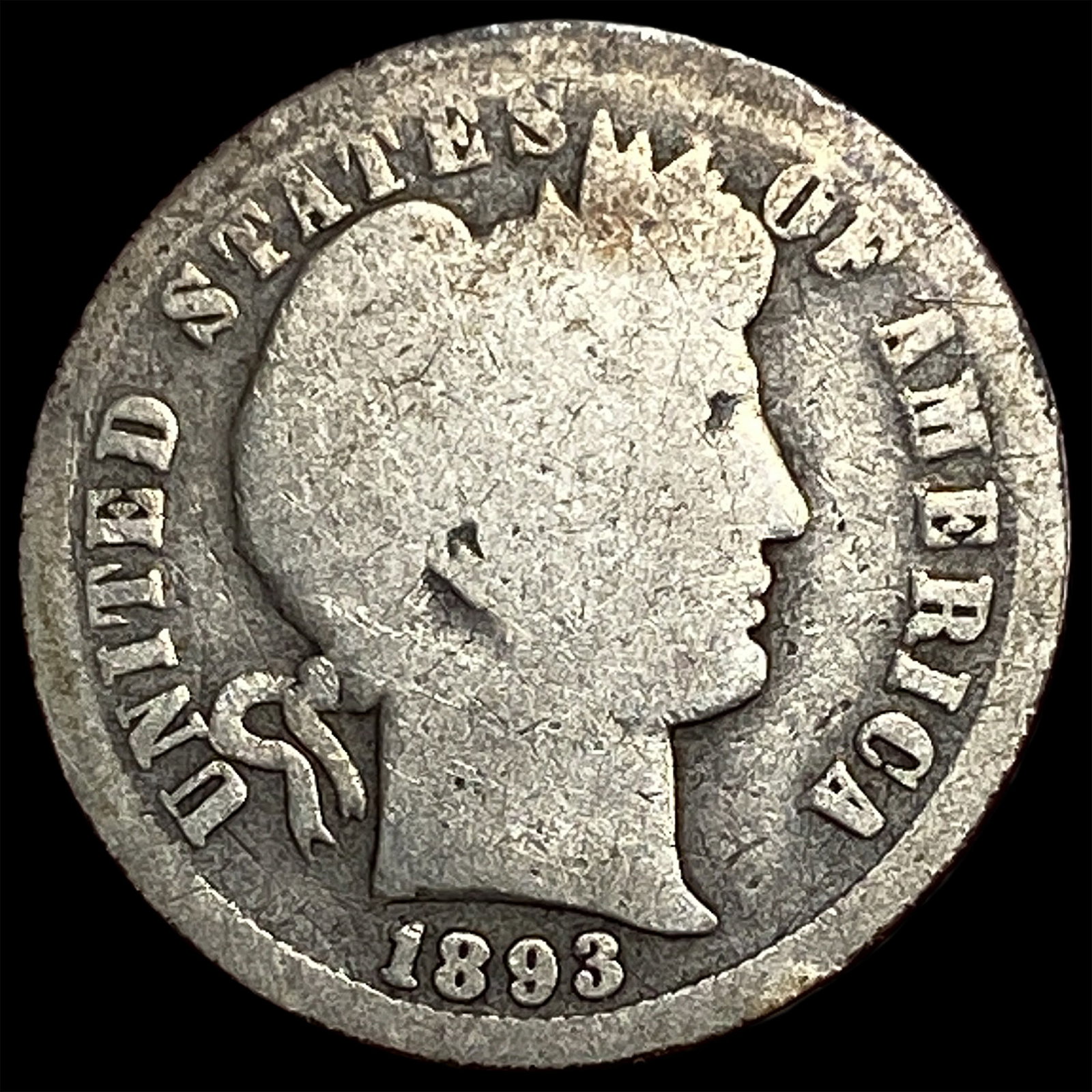 1893-O Silver Barber Dime NICELY CIRCULATED: 1893-O Silver Barber Dime NICELY CIRCULATED