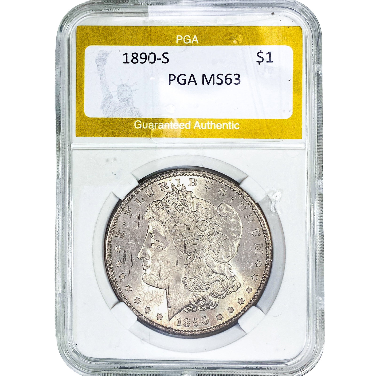 1890-S Morgan Silver Dollar PGA MS63: 1890-S Morgan Silver Dollar PGA MS63