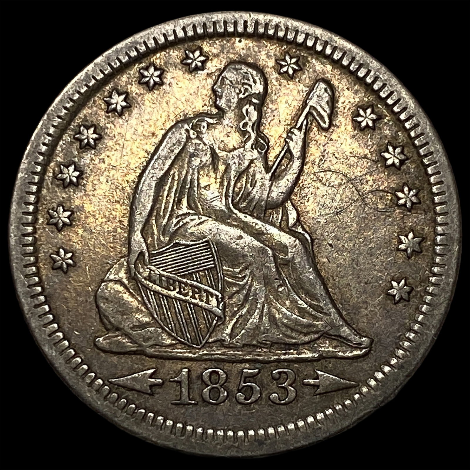 1853 Arrows Seated Liberty Quarter NEARLY UNCIRCULATED: 1853 Arrows Seated Liberty Quarter NEARLY UNCIRCULATED