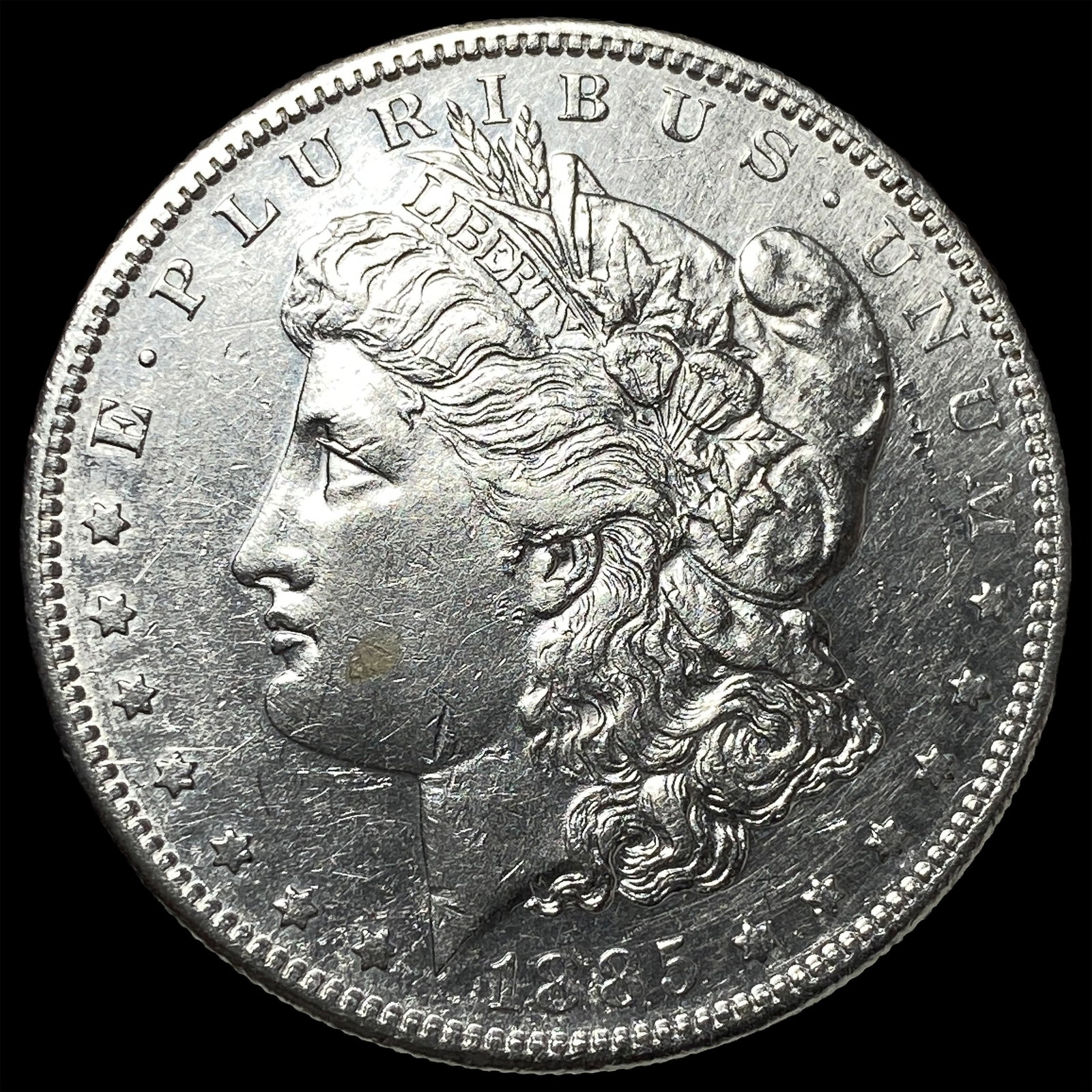 1885-S Silver Morgan Dollar ABOUT UNCIRCULATED: 1885-S Silver Morgan Dollar ABOUT UNCIRCULATED