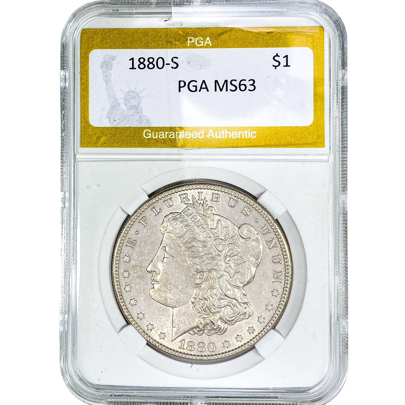 1880-S Morgan Silver Dollar PGA MS63: 1880-S Morgan Silver Dollar PGA MS63
