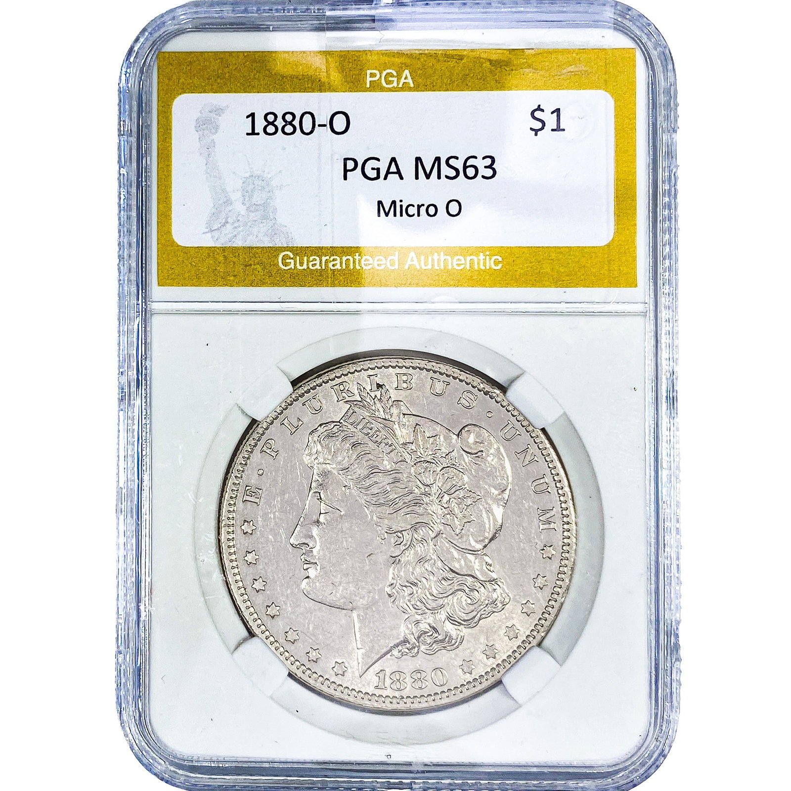 1880-O Morgan Silver Dollar PGA MS63 Micro O: 1880-O Morgan Silver Dollar PGA MS63 Micro O