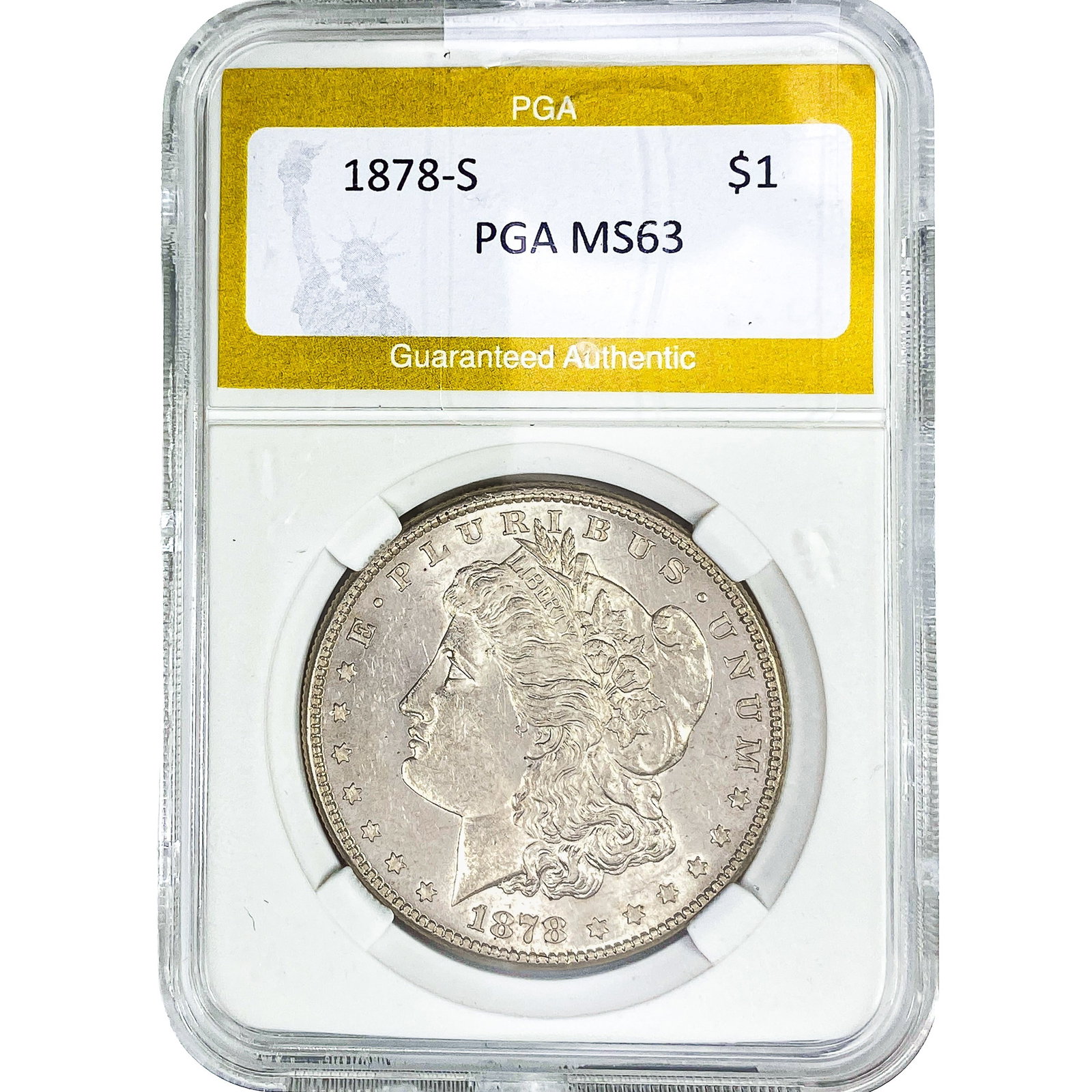 1878-S Morgan Silver Dollar PGA MS63: 1878-S Morgan Silver Dollar PGA MS63