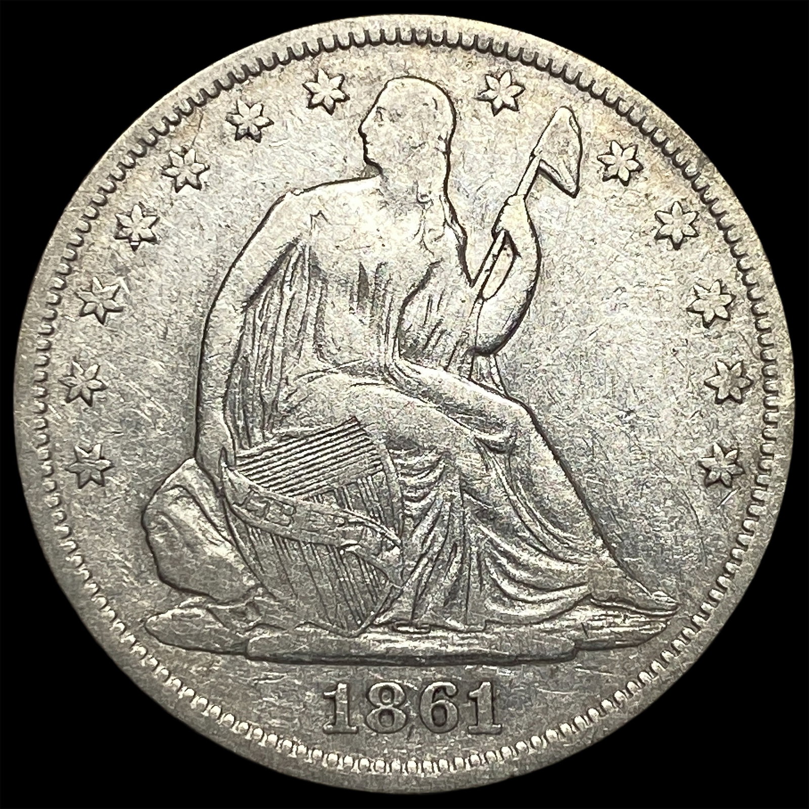 1861 Silver Half Dollar NEARLY UNCIRCULATED: 1861 Silver Half Dollar NEARLY UNCIRCULATED