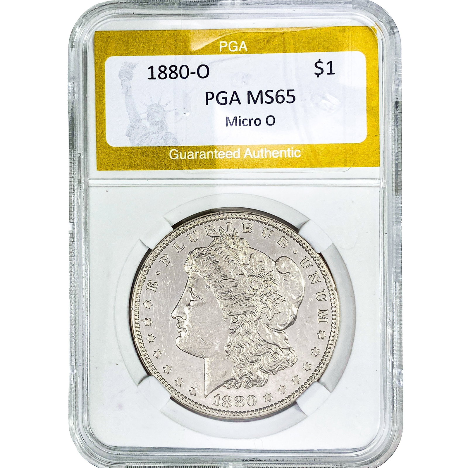 1880-O Morgan Silver Dollar PGA MS65 Micro O: 1880-O Morgan Silver Dollar PGA MS65 Micro O