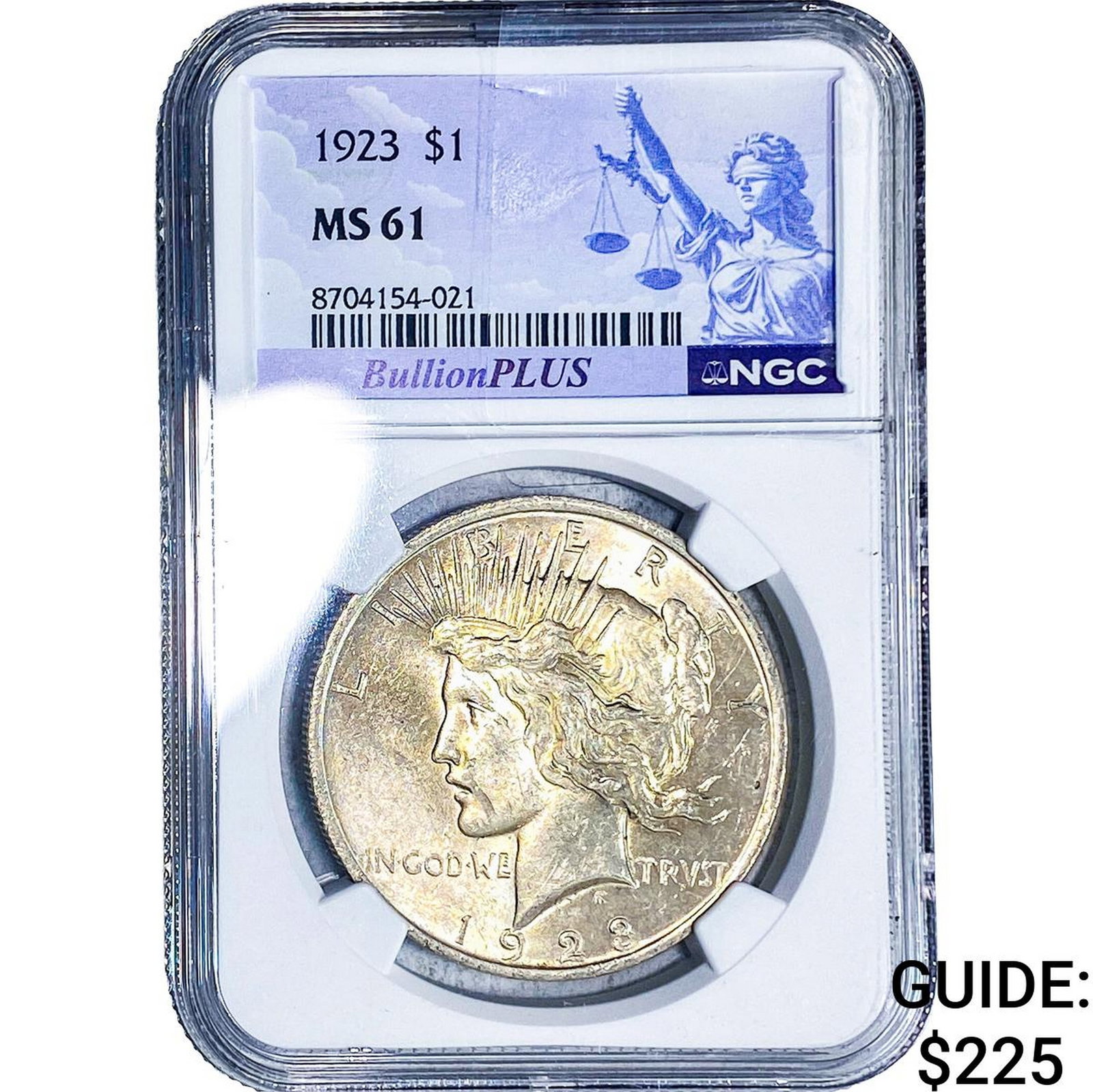 1923 Silver Peace Dollar NGC MS61: 1923 Silver Peace Dollar NGC MS61