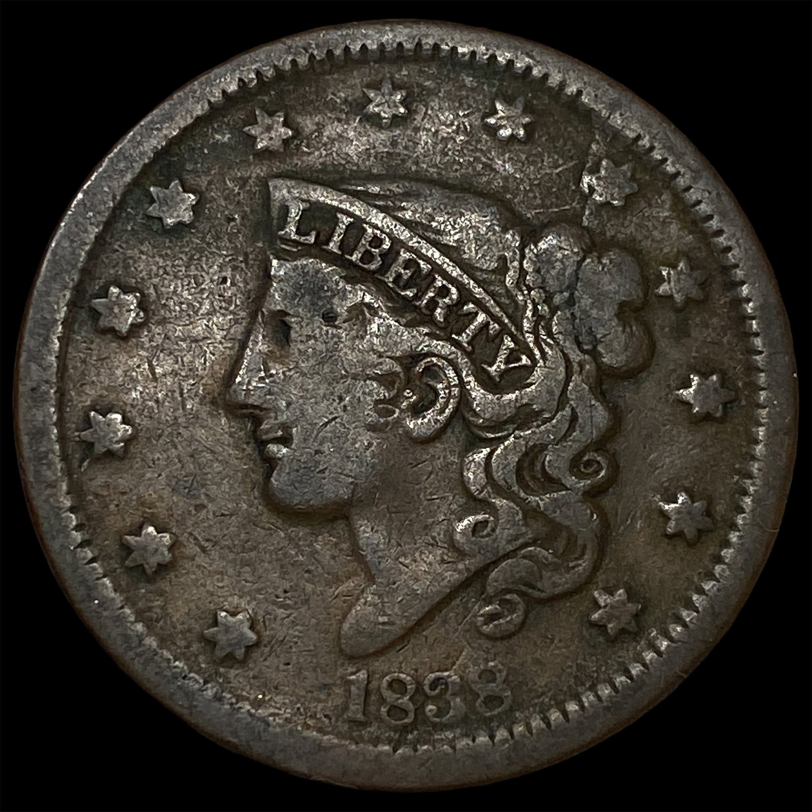 1838 Coronet Head Large Cent LIGHTLY CIRCULATED (1 of 2)
