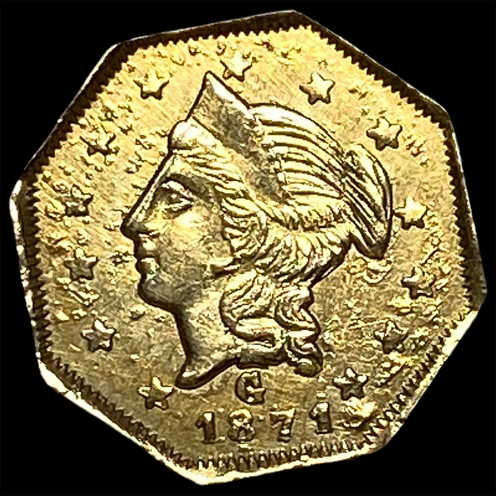 1871 California Gold 1 Dollar Token CLOSELY UNCIRCULATED (1 of 2)