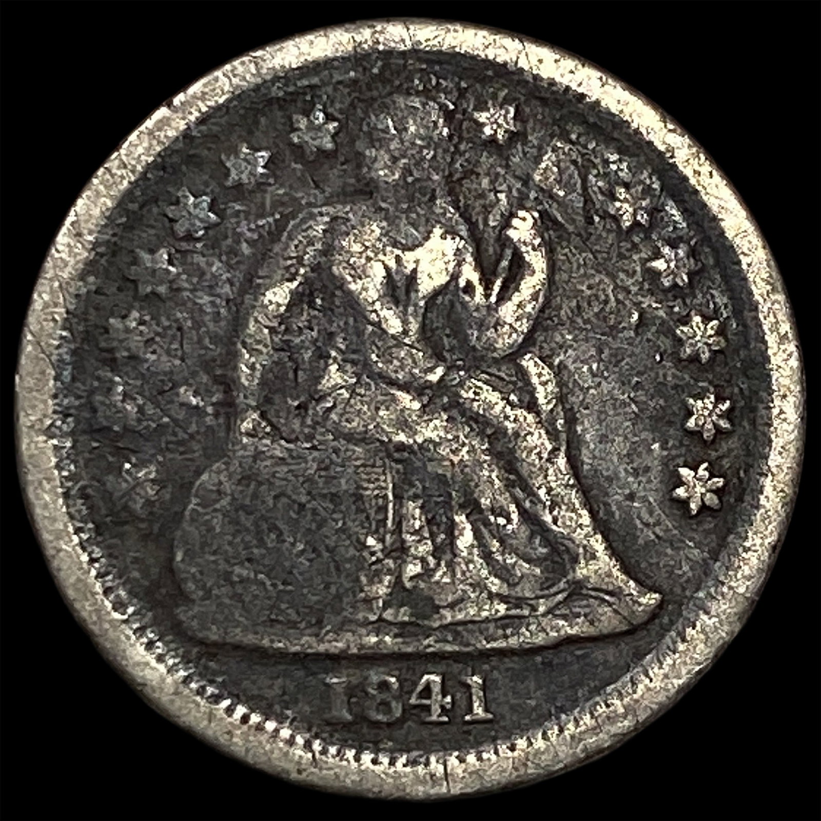 1841-O Silver Seated Liberty Dime NICELY CIRCULATED: 1841-O Silver Seated Liberty Dime NICELY CIRCULATED