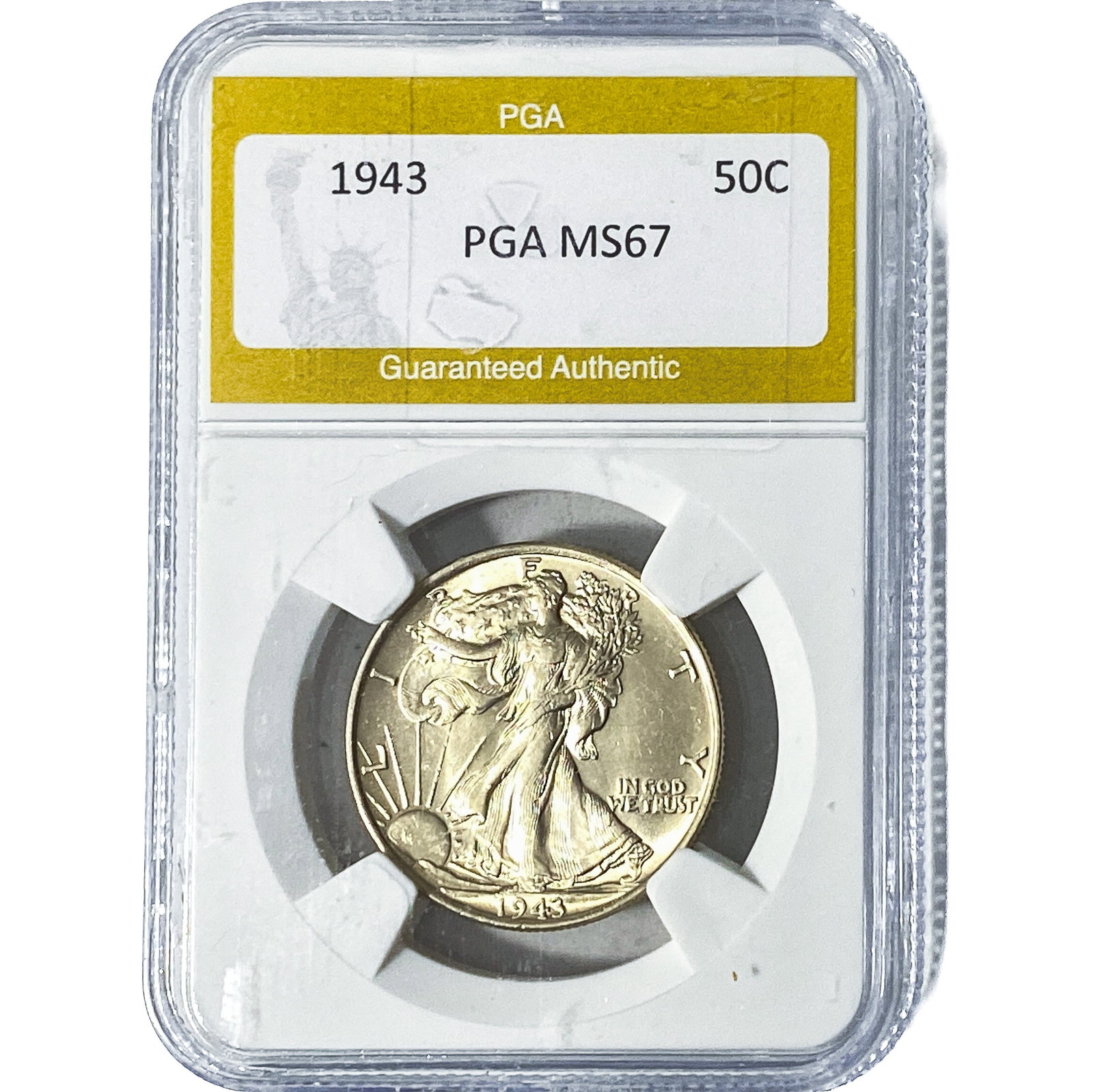 1943 Walking Liberty Half Dollar PGA MS67: 1943 Walking Liberty Half Dollar PGA MS67