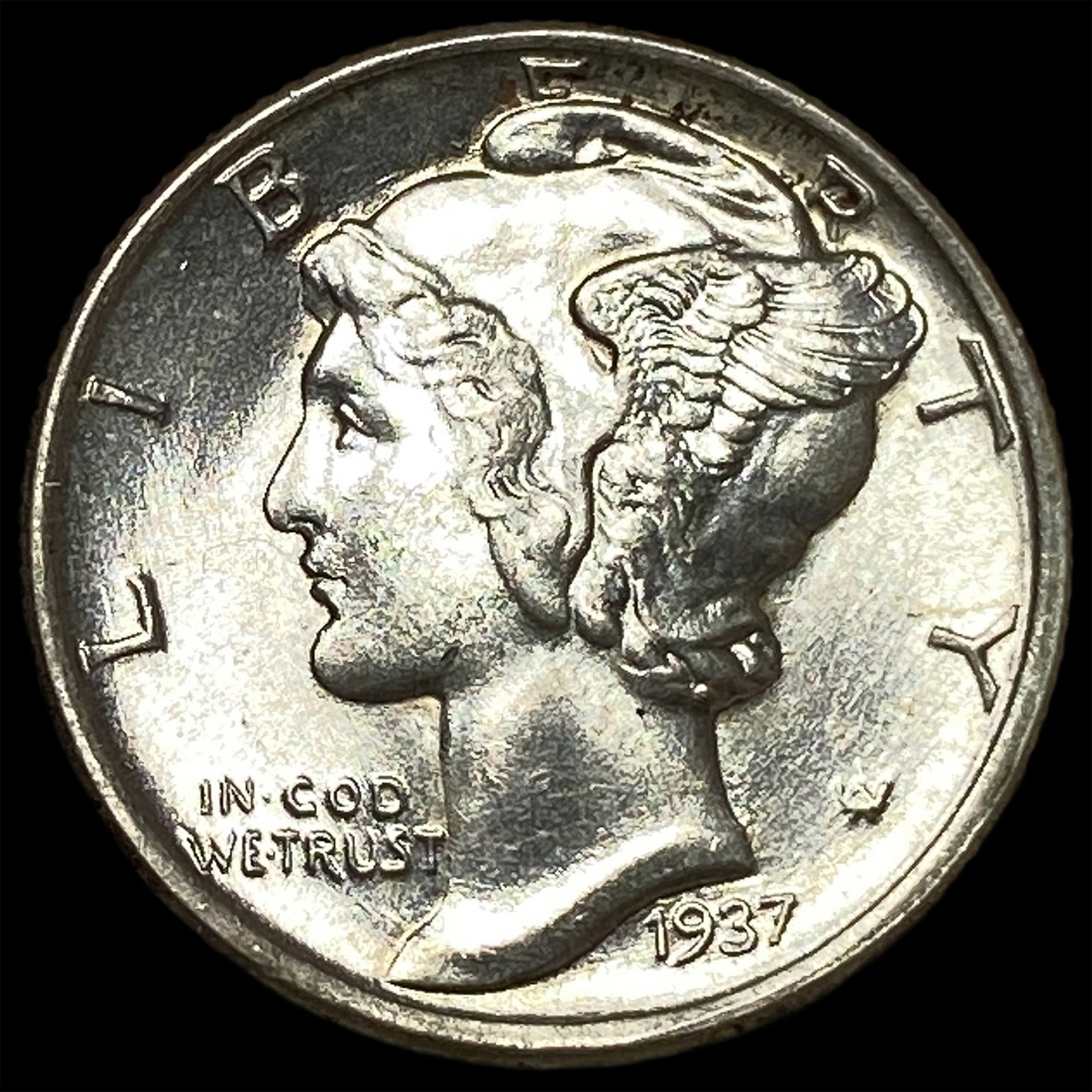 1937 Silver Mercury Dime GEM BU: 1937 Silver Mercury Dime GEM BU