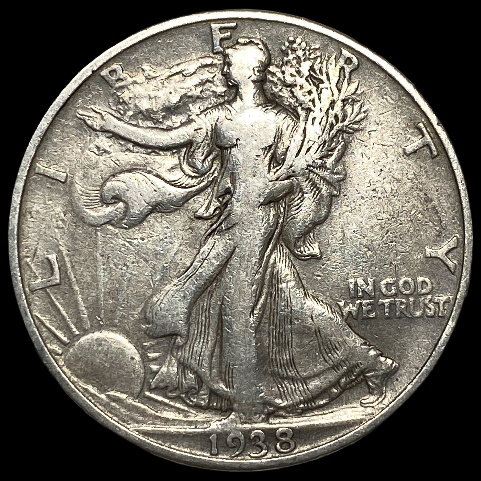 1938-D Silver Walking Liberty Half Dollar LIGHTLY CIRCULATED (1 of 2)