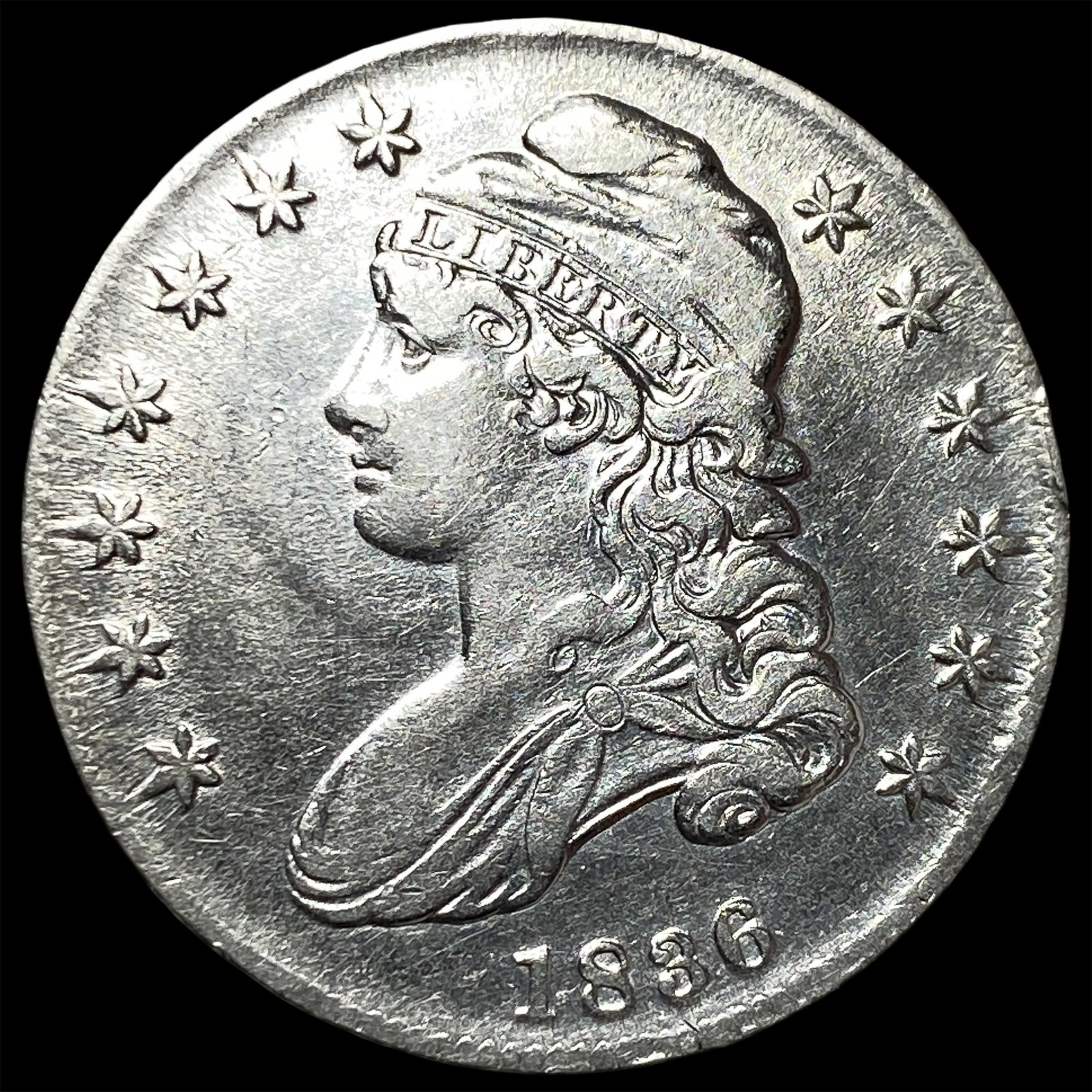 1836 Capped Bust Half Dollar CLOSELY UNCIRCULATED: 1836 Capped Bust Half Dollar CLOSELY UNCIRCULATED