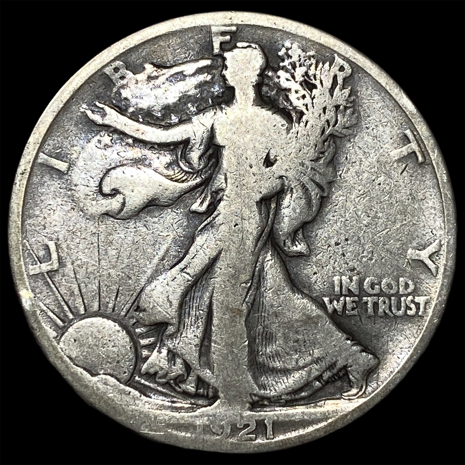 1921-S Silver Walking Liberty Half Dollar LIGHTLY CIRCULATED: 1921-S Silver Walking Liberty Half Dollar LIGHTLY CIRCULATED