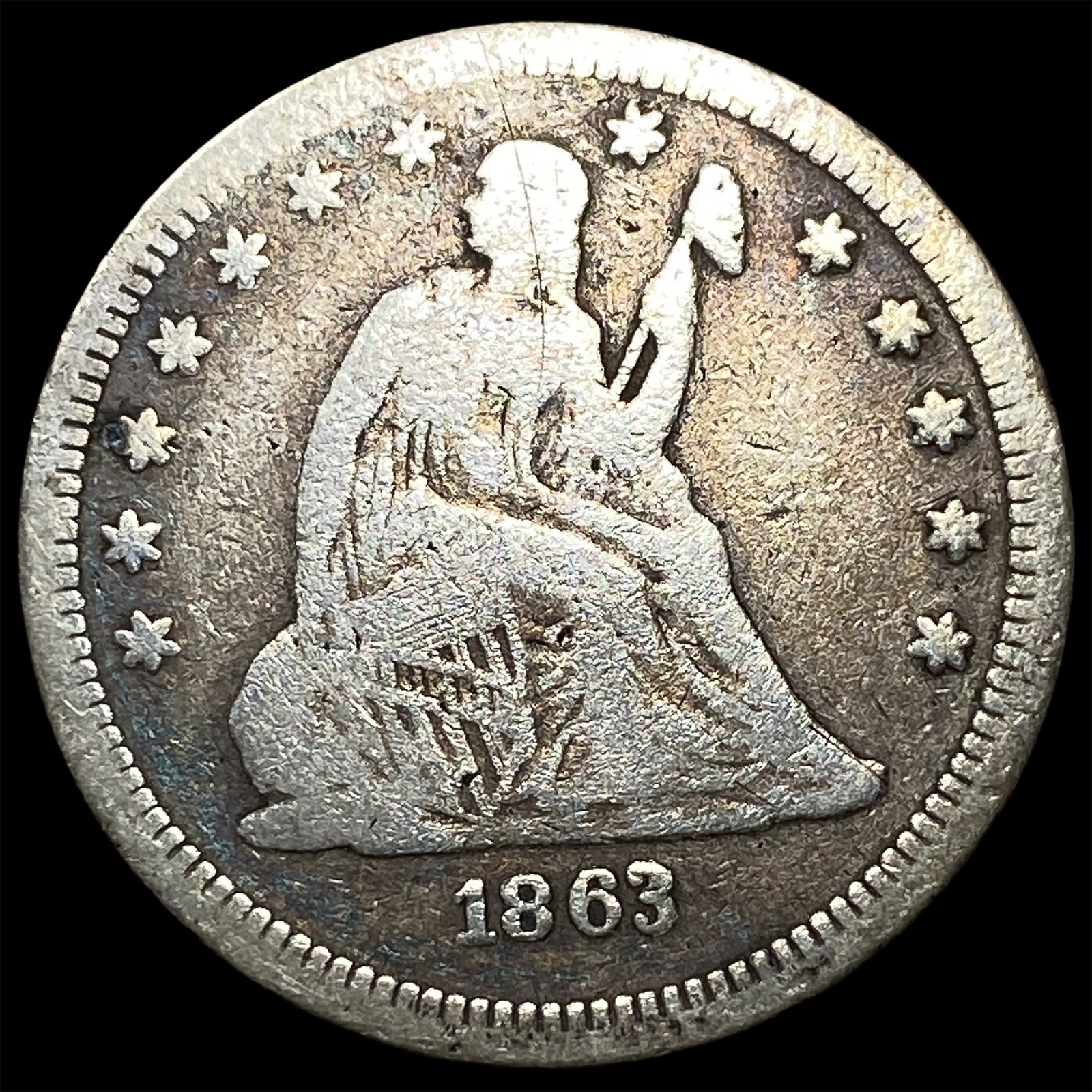 1863 Seated Liberty Quarter LIGHTLY CIRCULATED: 1863 Seated Liberty Quarter LIGHTLY CIRCULATED