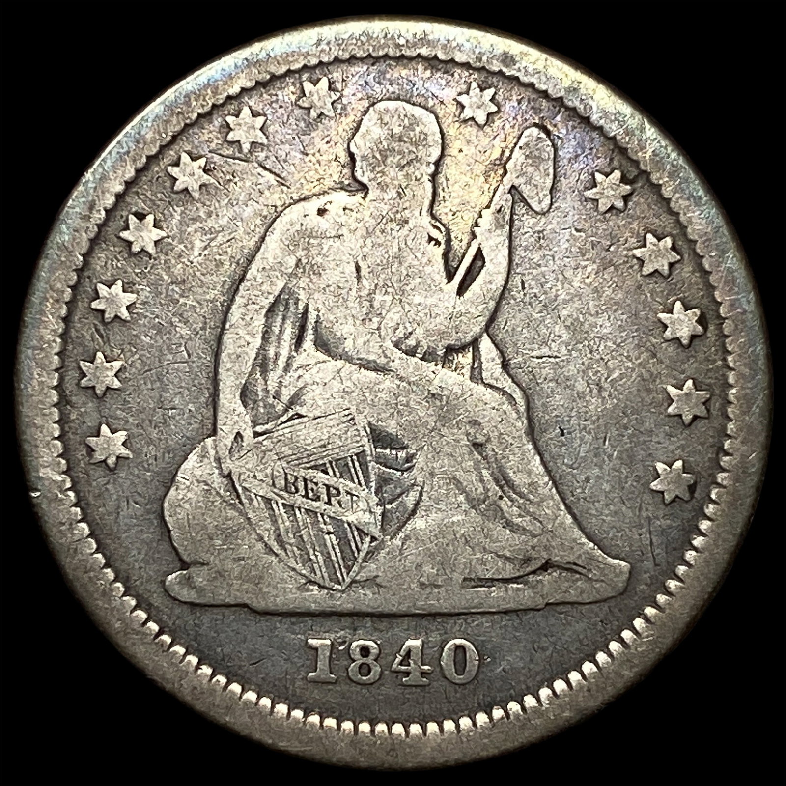 1840-O Silver Seated Liberty Quarter LIGHTLY CIRCULATED: 1840-O Silver Seated Liberty Quarter LIGHTLY CIRCULATED