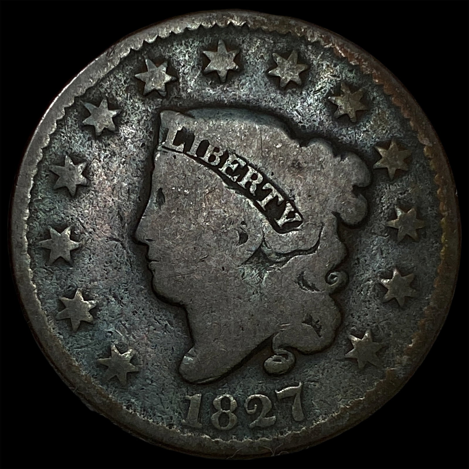 1827 Coronet Head Large Cent LIGHTLY CIRCULATED (1 of 2)
