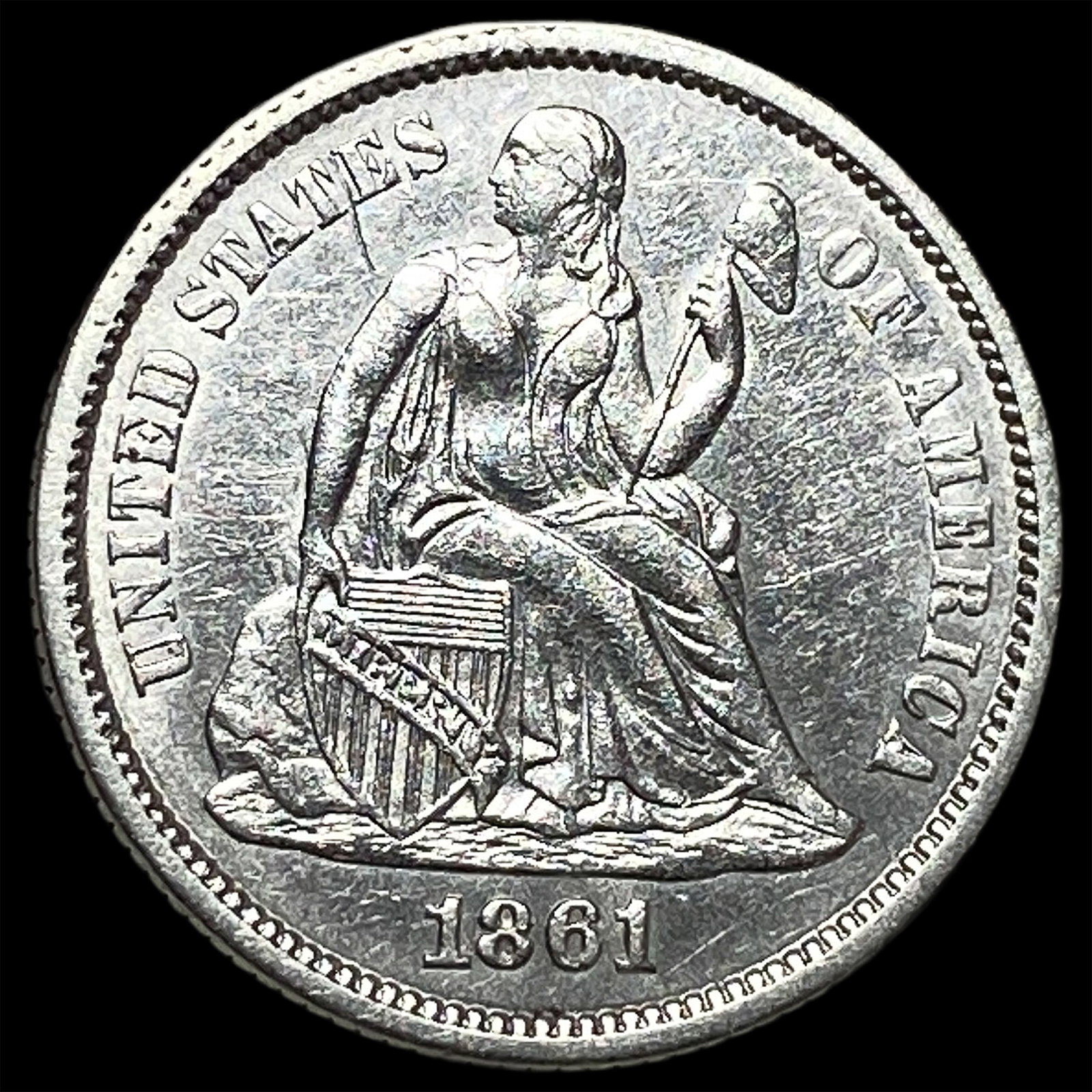 1861 Silver Seated Liberty Dime UNCIRCULATED: 1861 Silver Seated Liberty Dime UNCIRCULATED