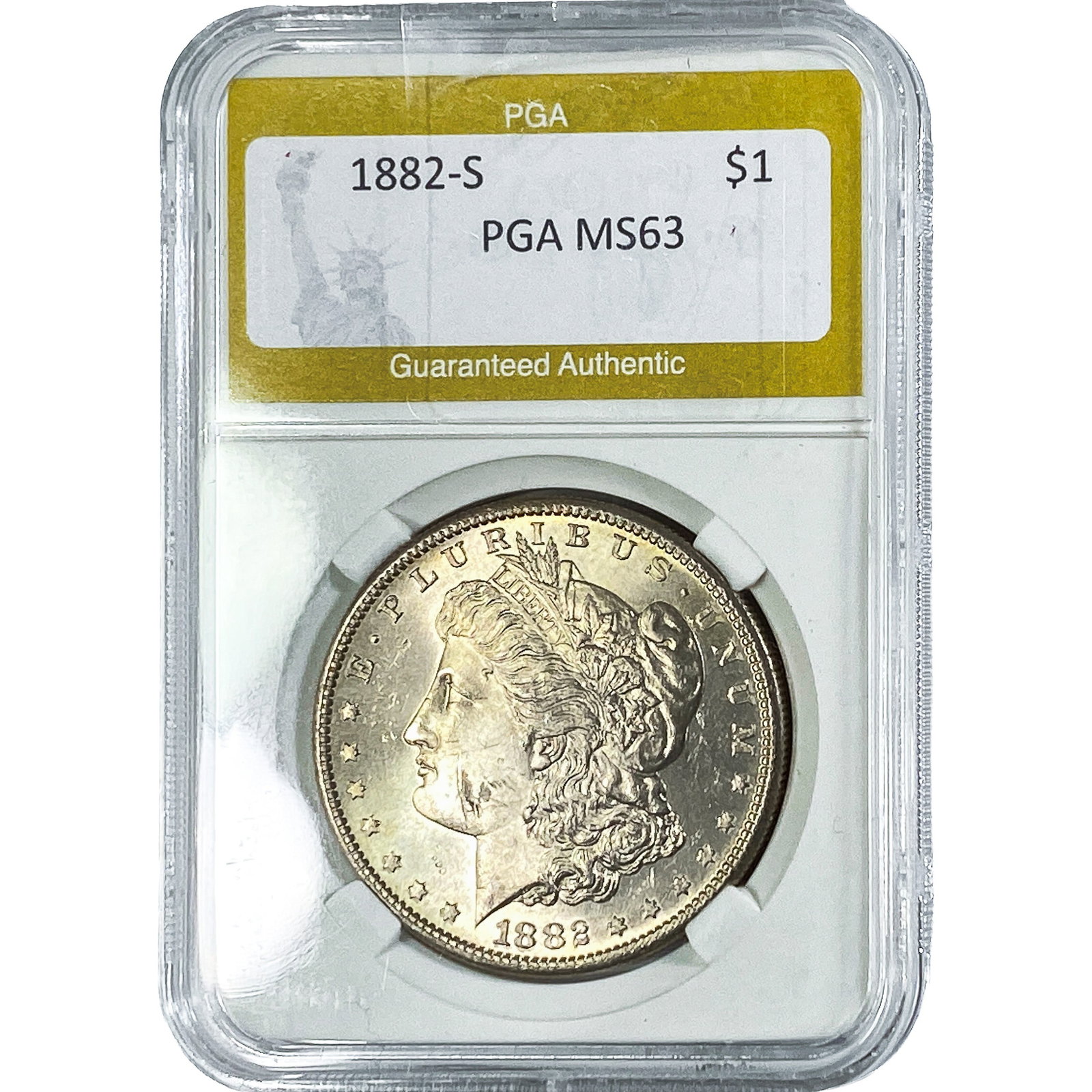 1882-S Morgan Silver Dollar PGA MS63: 1882-S Morgan Silver Dollar PGA MS63