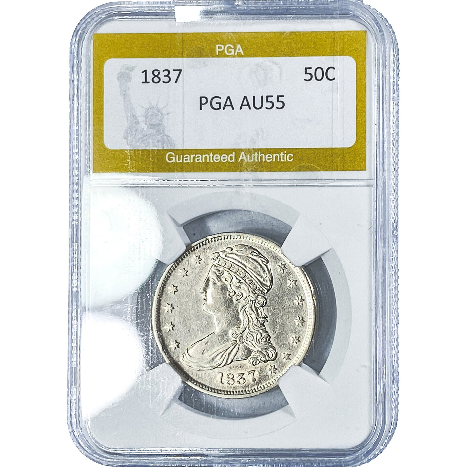 1837 Capped Bust Half Dollar PGA AU55 (1 of 2)