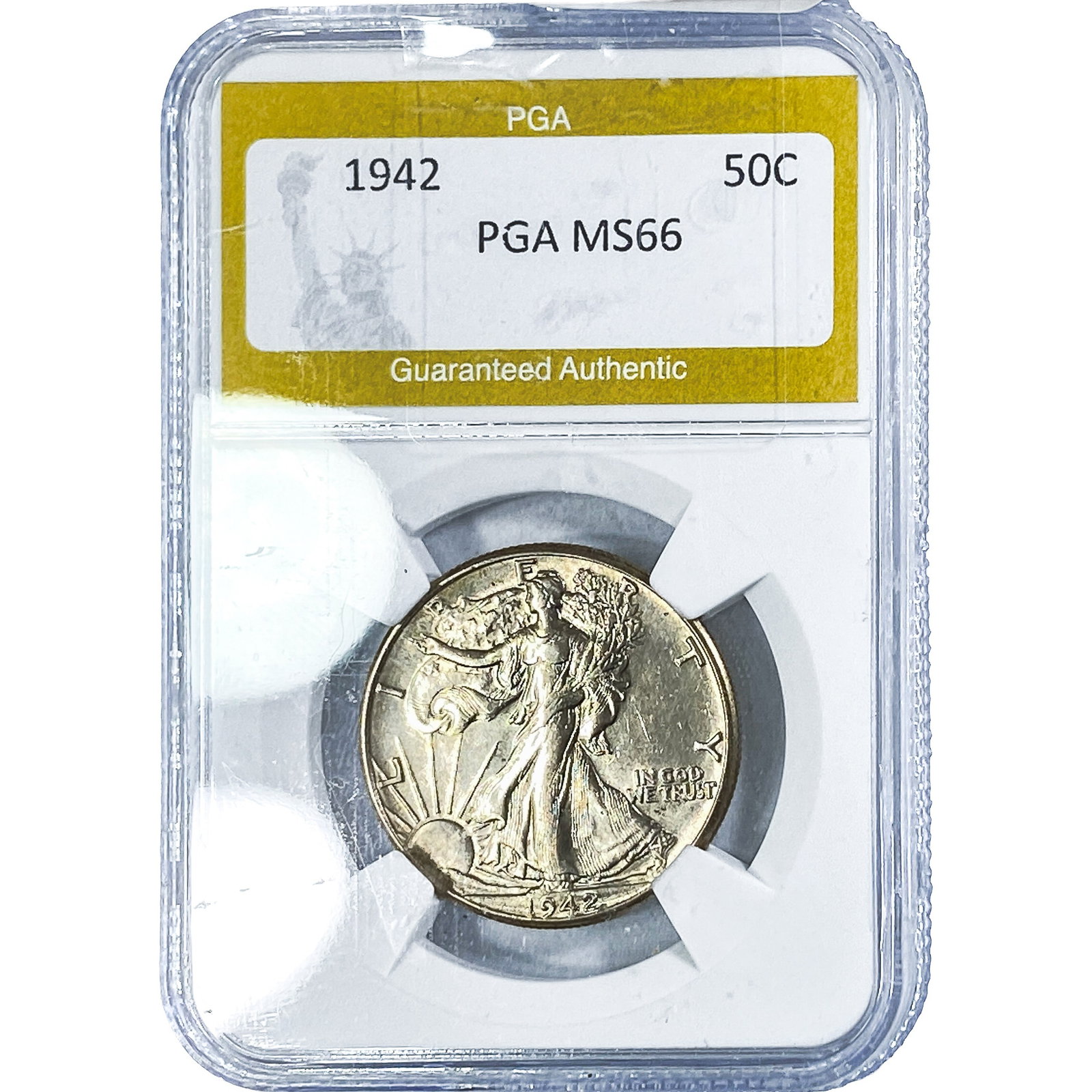 1942 Walking Liberty Half Dollar PGA MS66: 1942 Walking Liberty Half Dollar PGA MS66