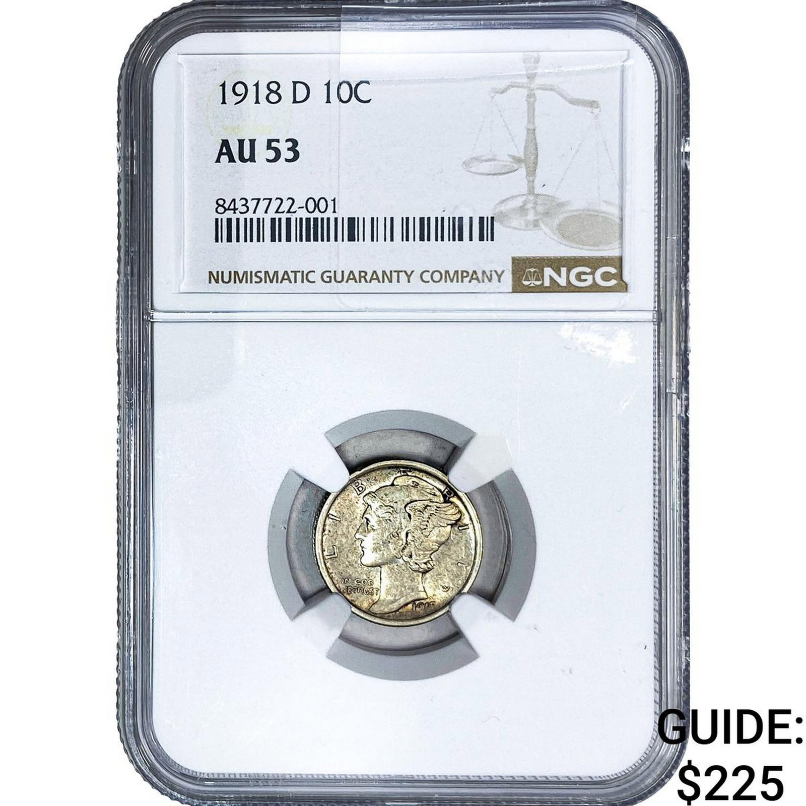 1918-D Mercury Silver Dime NGC AU53 (1 of 2)