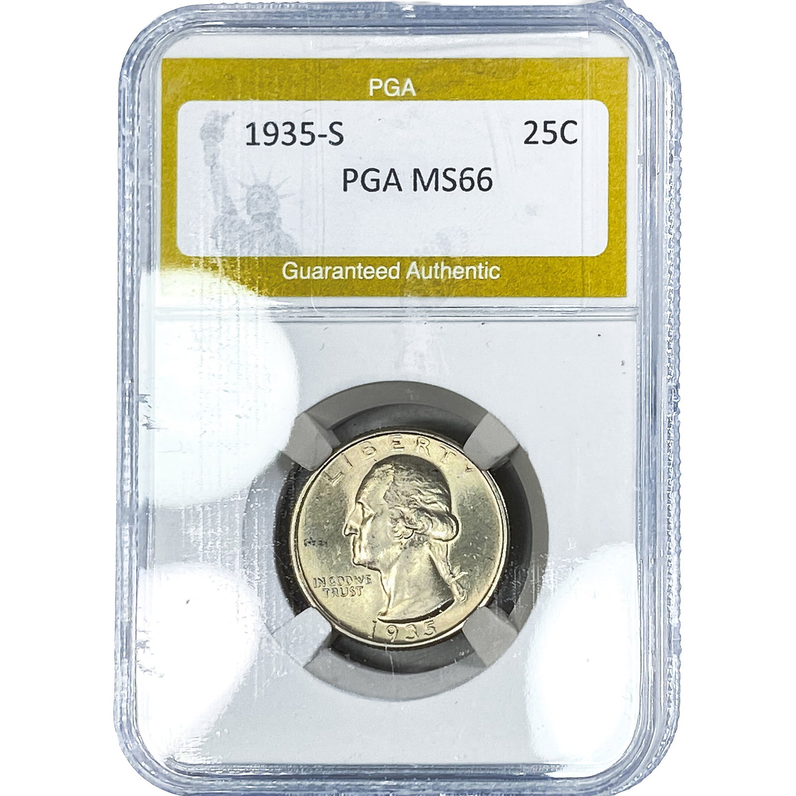 1935-S Washington Silver Quarter PGA MS66: 1935-S Washington Silver Quarter PGA MS66