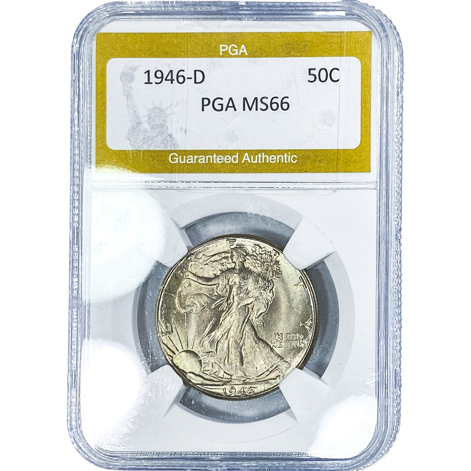 1946-D Walking Liberty Half Dollar PGA MS66: 1946-D Walking Liberty Half Dollar PGA MS66